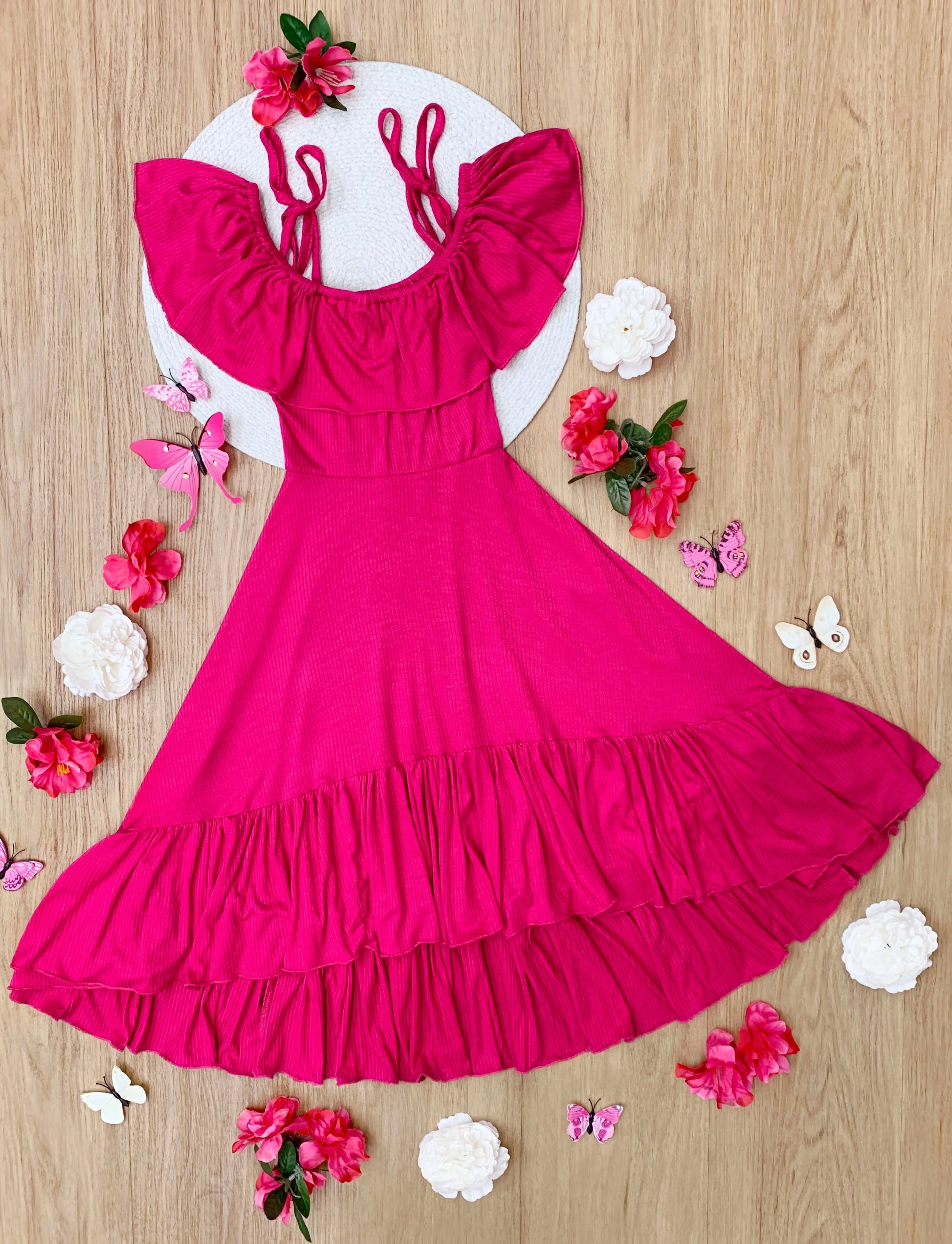 Berry Bliss Hi-Lo Ruffle Dress - Image 4