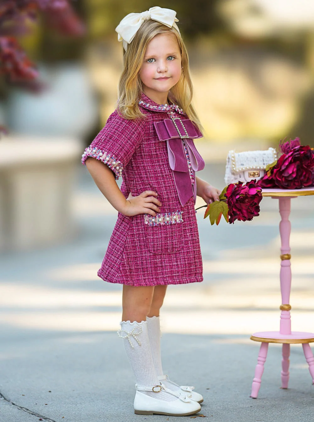 Prettiest Doll Berry Red Tweed Dress - Image 4