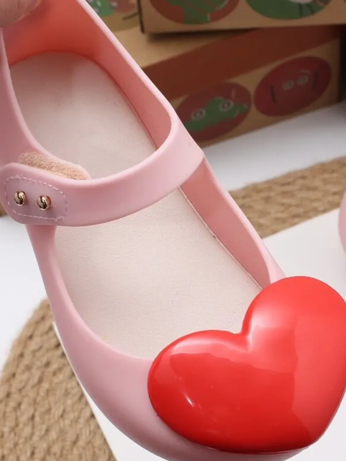 Big Heart Pink Jelly Flats by Liv and Mia - Image 5