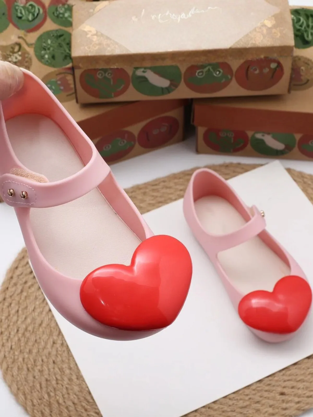 Big Heart Pink Jelly Flats by Liv and Mia - Image 6