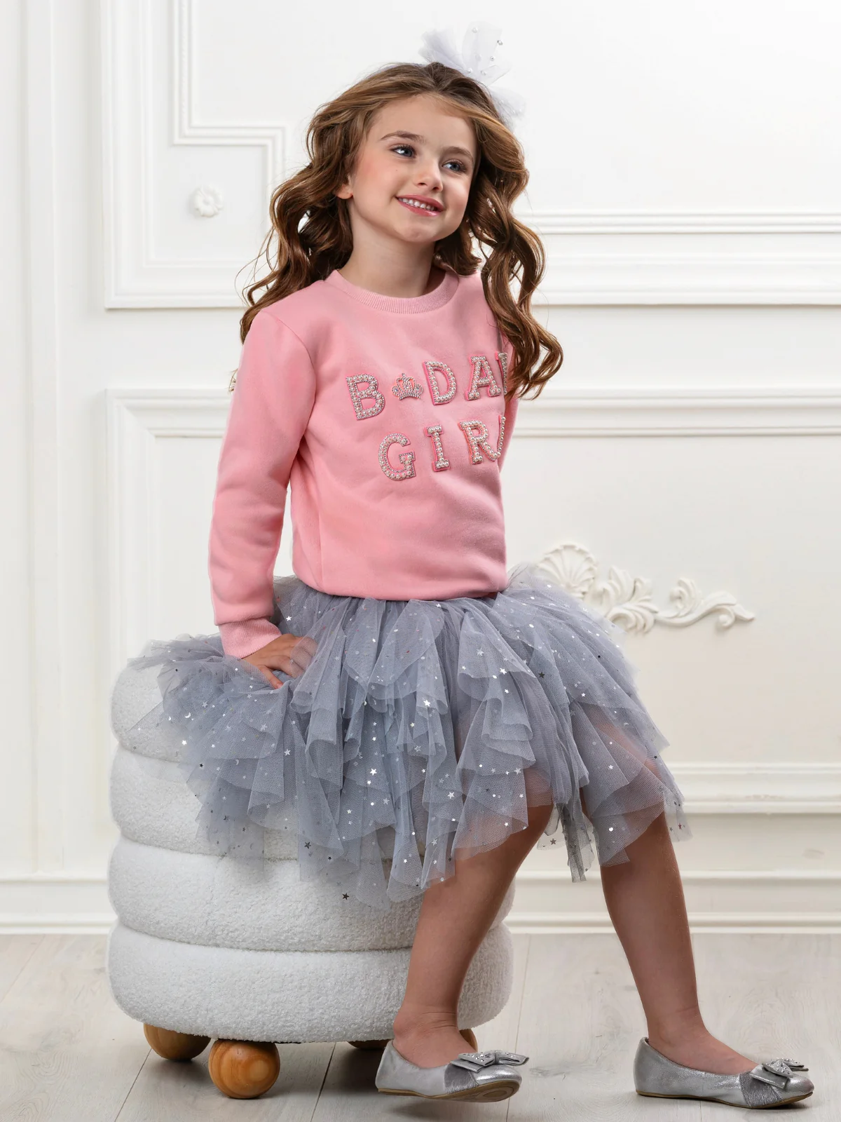 Birthday Girl Princess Pearl Embellished Sweatshirt - Image 2
