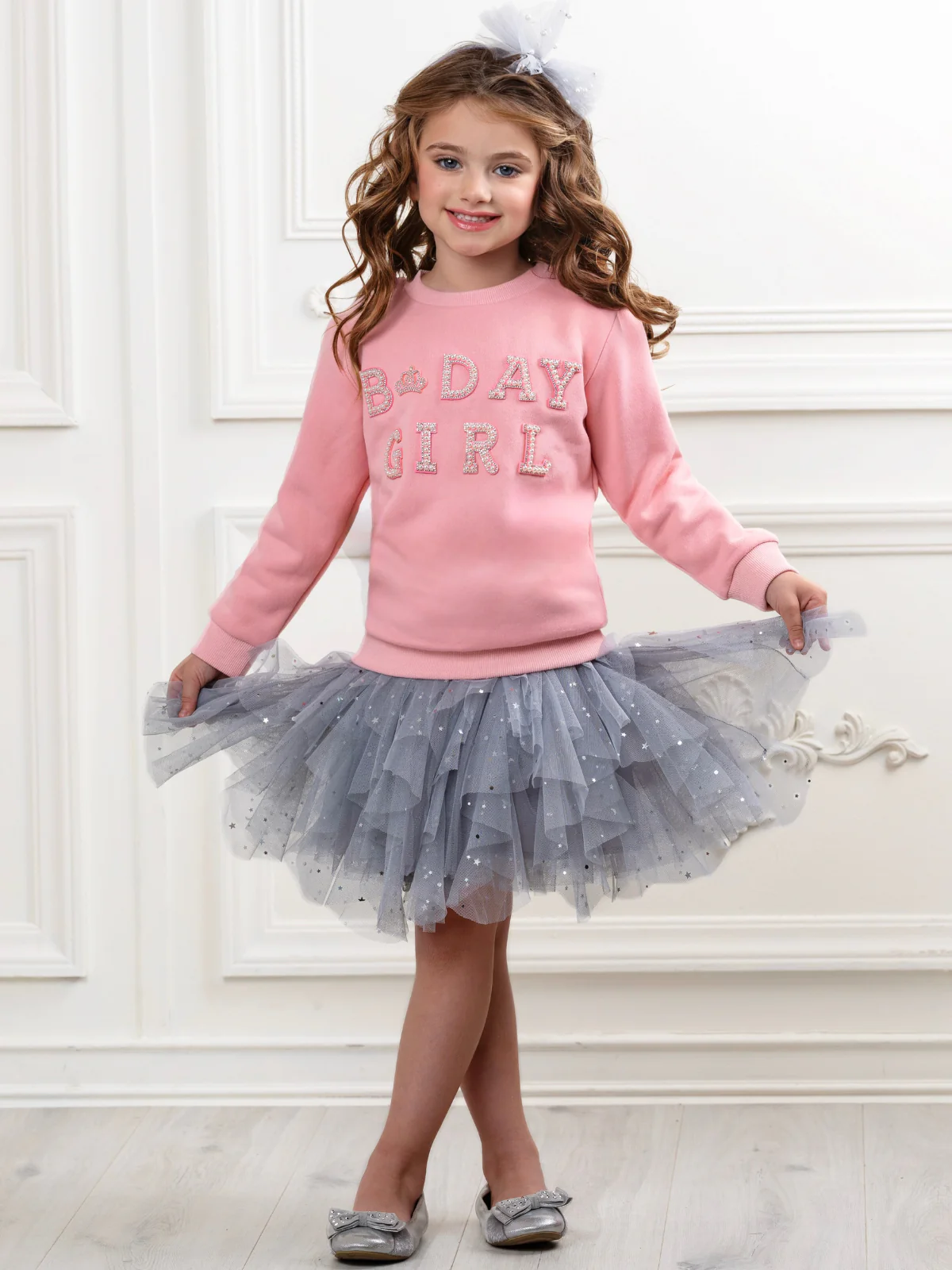 Birthday Girl Princess Pearl Embellished Sweatshirt - Image 4