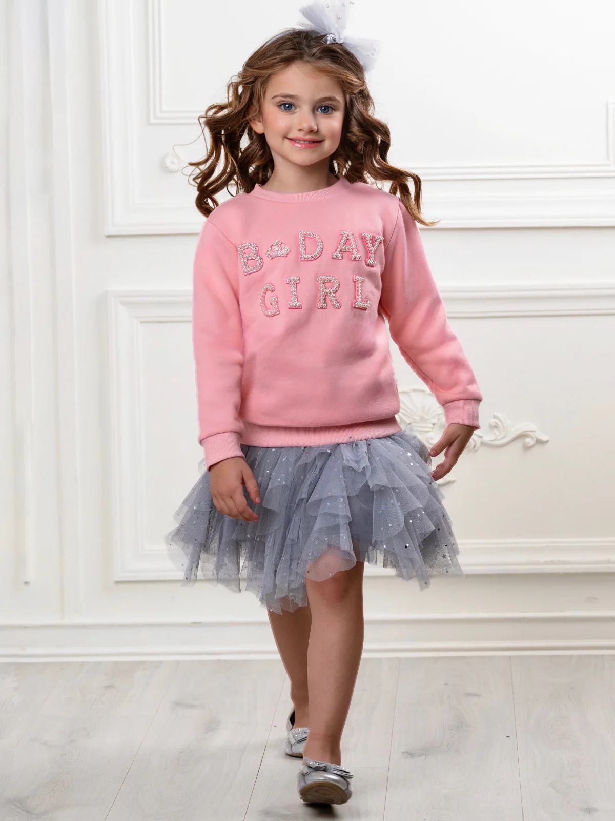 Birthday Girl Princess Pearl Embellished Sweatshirt - Image 5