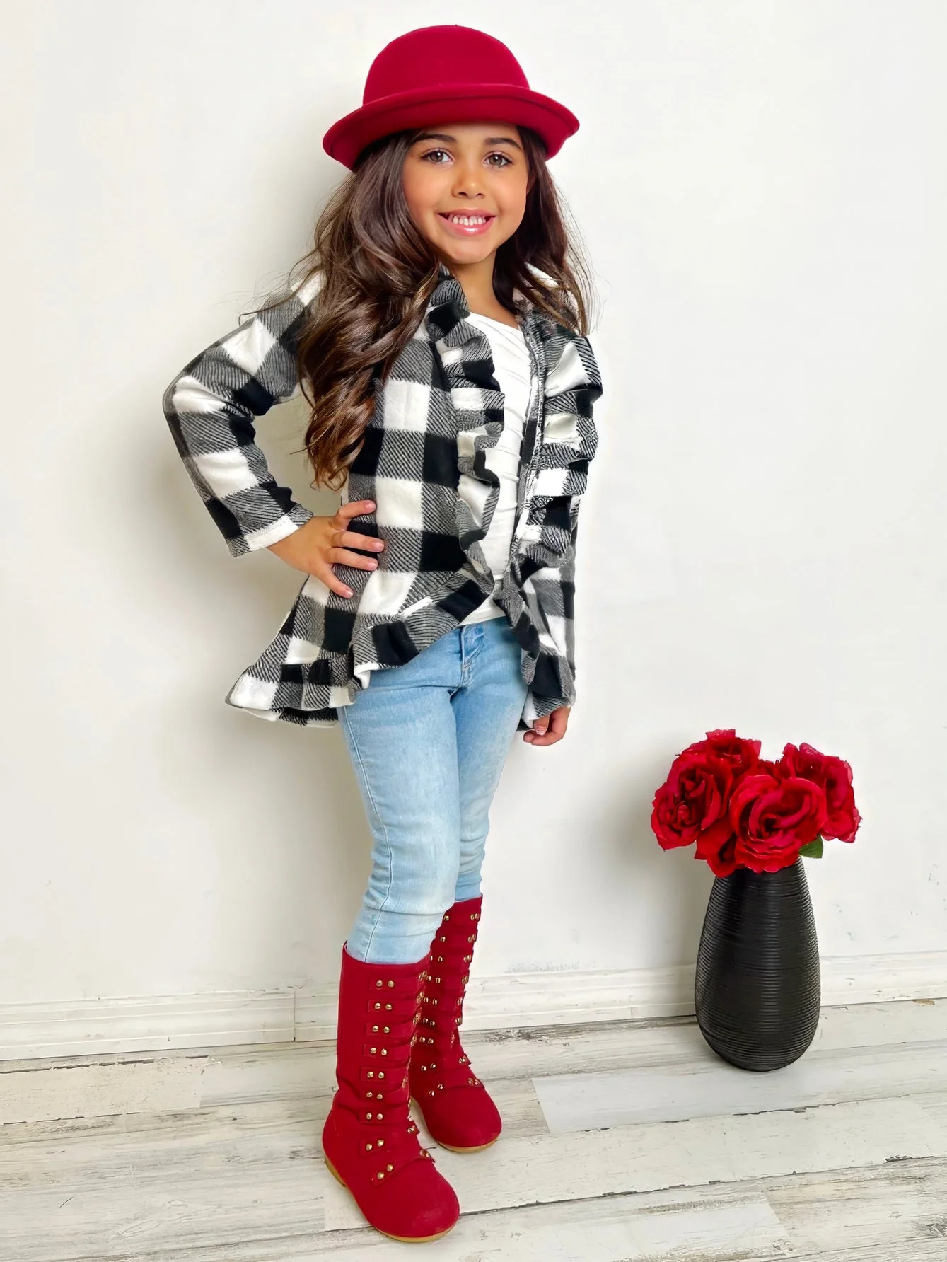 All Ruffled Up Gingham Ruffles Cardigan - Image 2