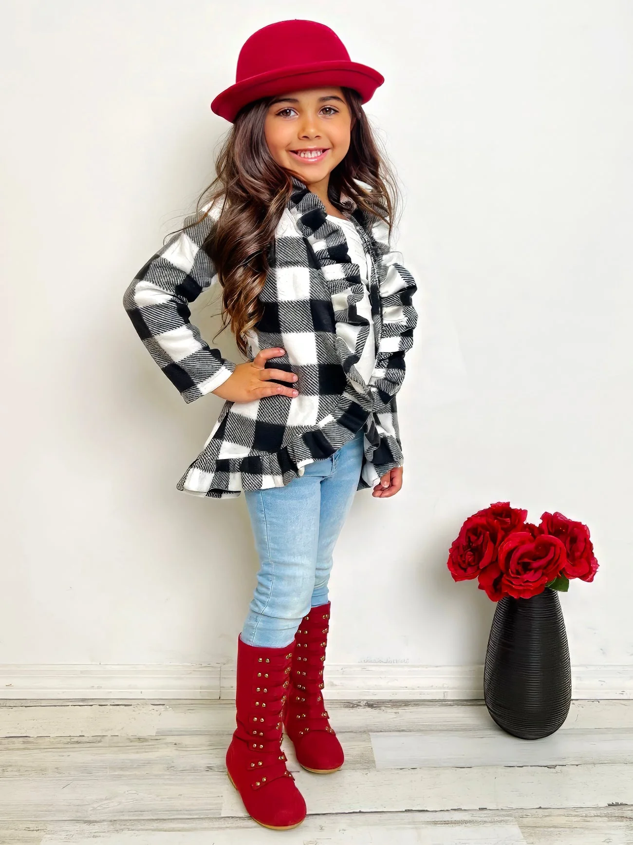All Ruffled Up Gingham Ruffles Cardigan - Image 3