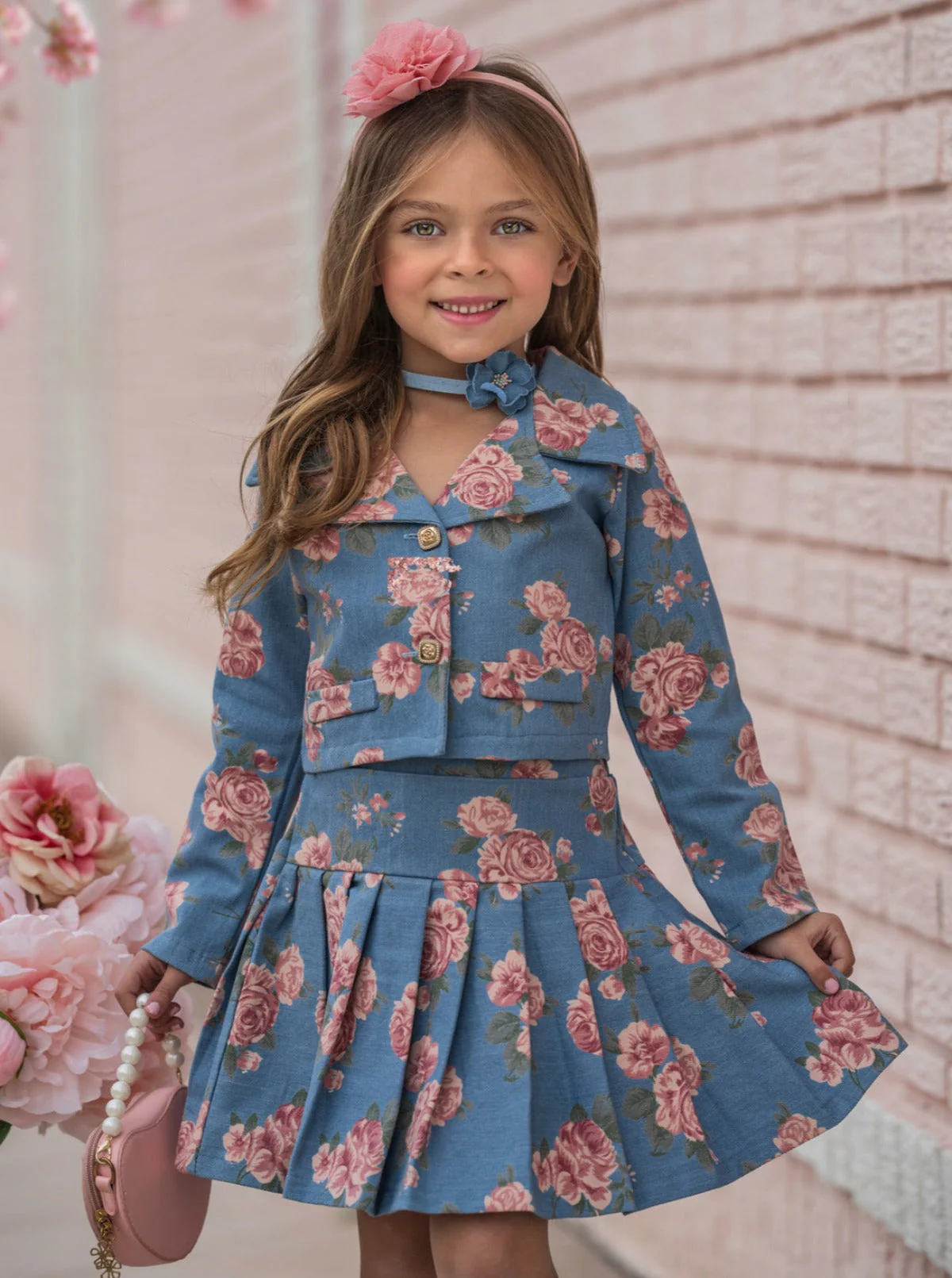 Trailblazer Chambray Floral Blazer and Skirt Set - Image 2