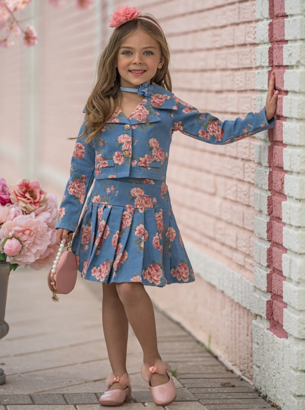 Trailblazer Chambray Floral Blazer and Skirt Set - Image 3