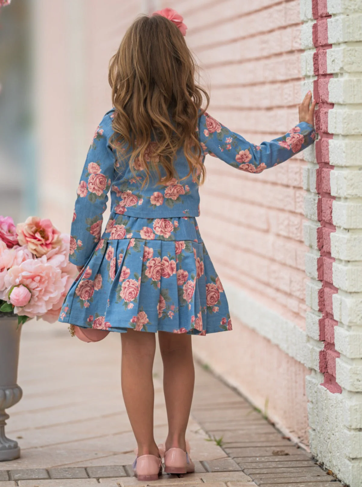 Trailblazer Chambray Floral Blazer and Skirt Set - Image 5