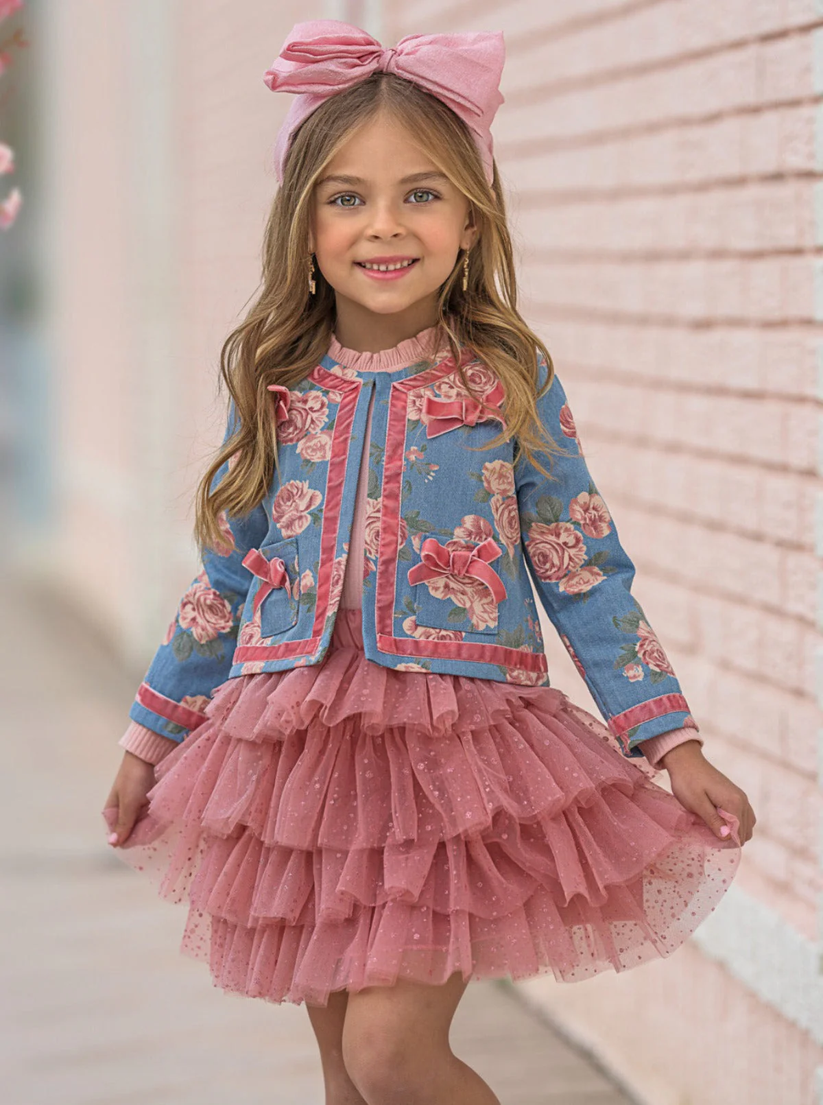 Blushing Blooms Matching Blazer and Tutu Skirt Set - Image 2