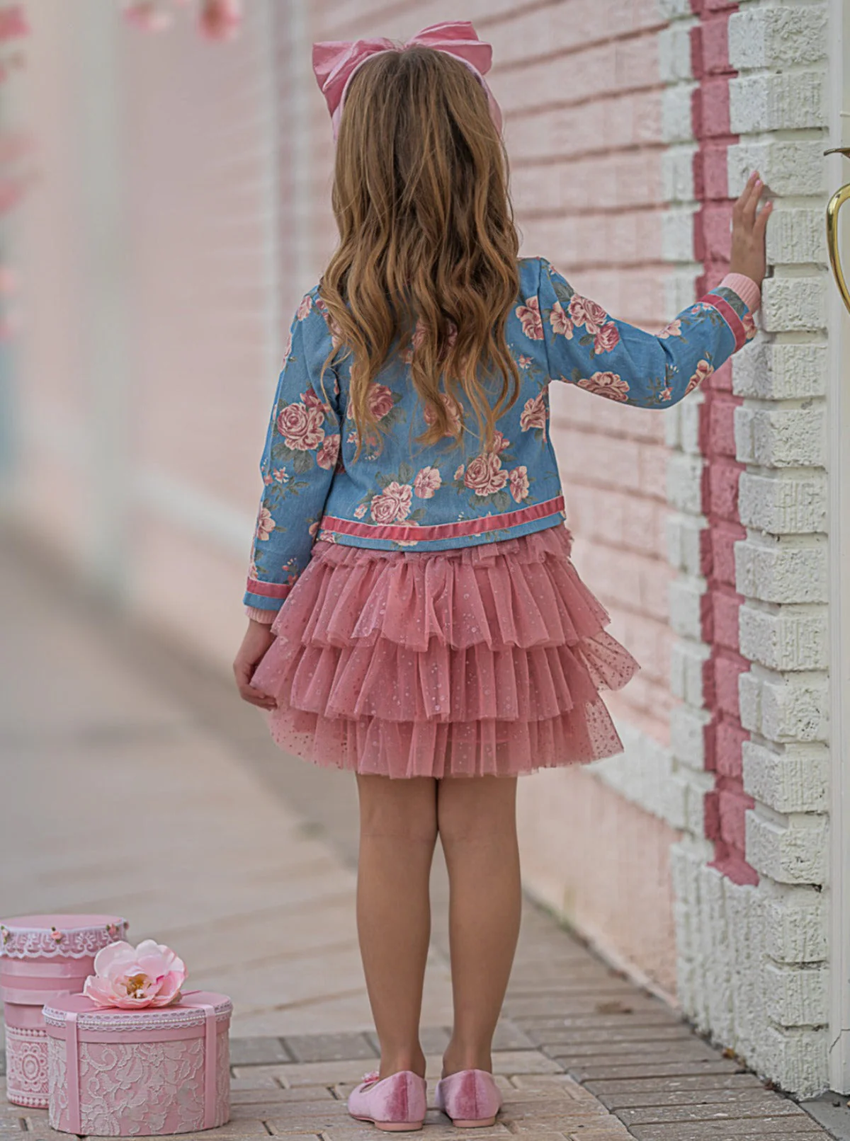 Blushing Blooms Matching Blazer and Tutu Skirt Set - Image 3