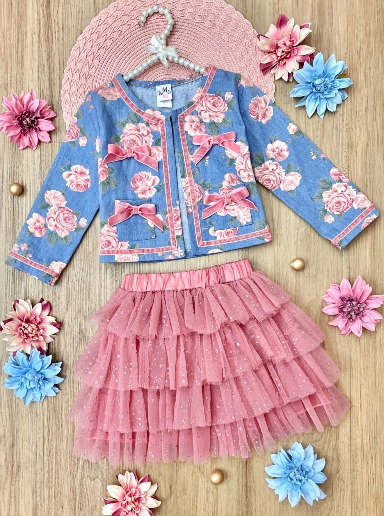 Blushing Blooms Matching Blazer and Tutu Skirt Set - Image 4