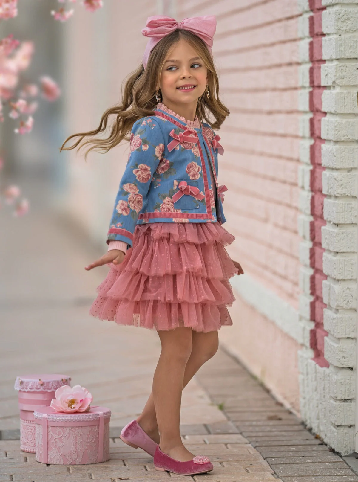 Blushing Blooms Matching Blazer and Tutu Skirt Set - Image 5