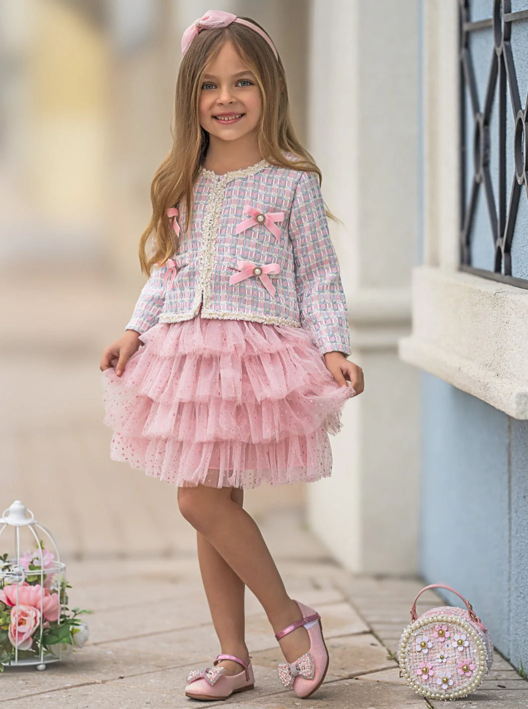 Preppy Ballet Tweed Blazer and Tutu Skirt Set - Image 3