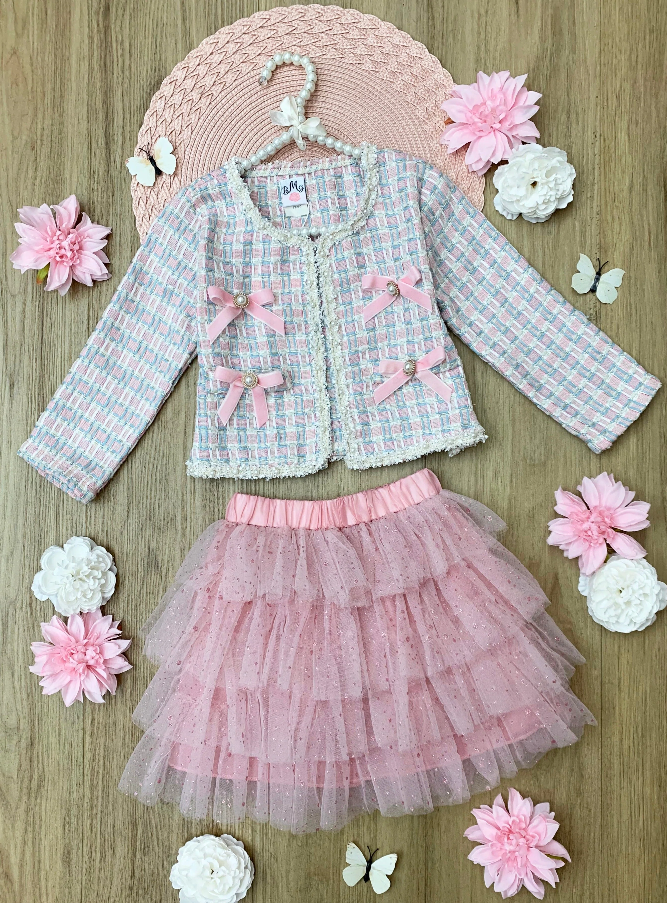 Preppy Ballet Tweed Blazer and Tutu Skirt Set - Image 6