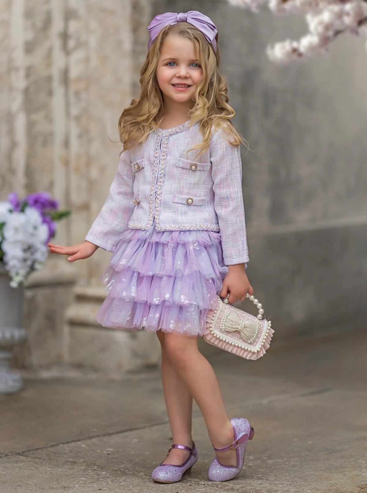 Twirl In Lilacs Tweed Blazer and Tutu Skirt Set - Image 5