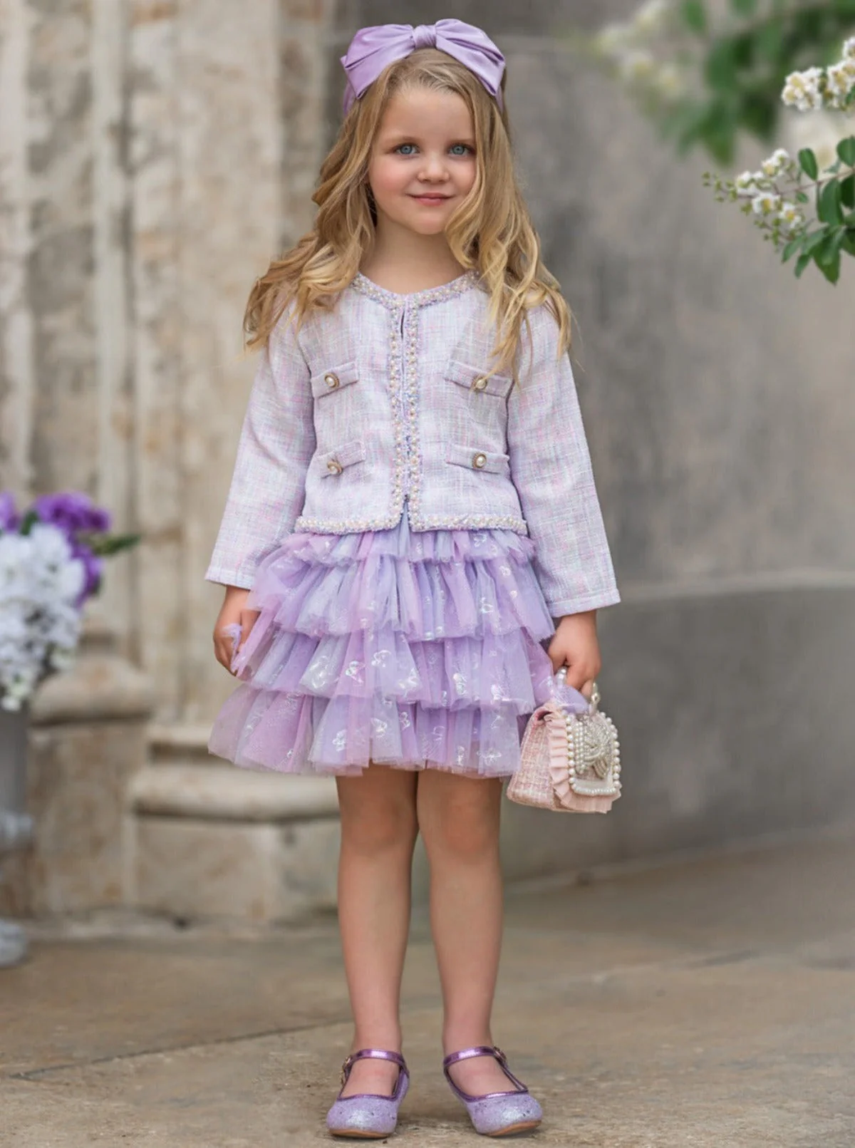 Twirl In Lilacs Tweed Blazer and Tutu Skirt Set - Image 6