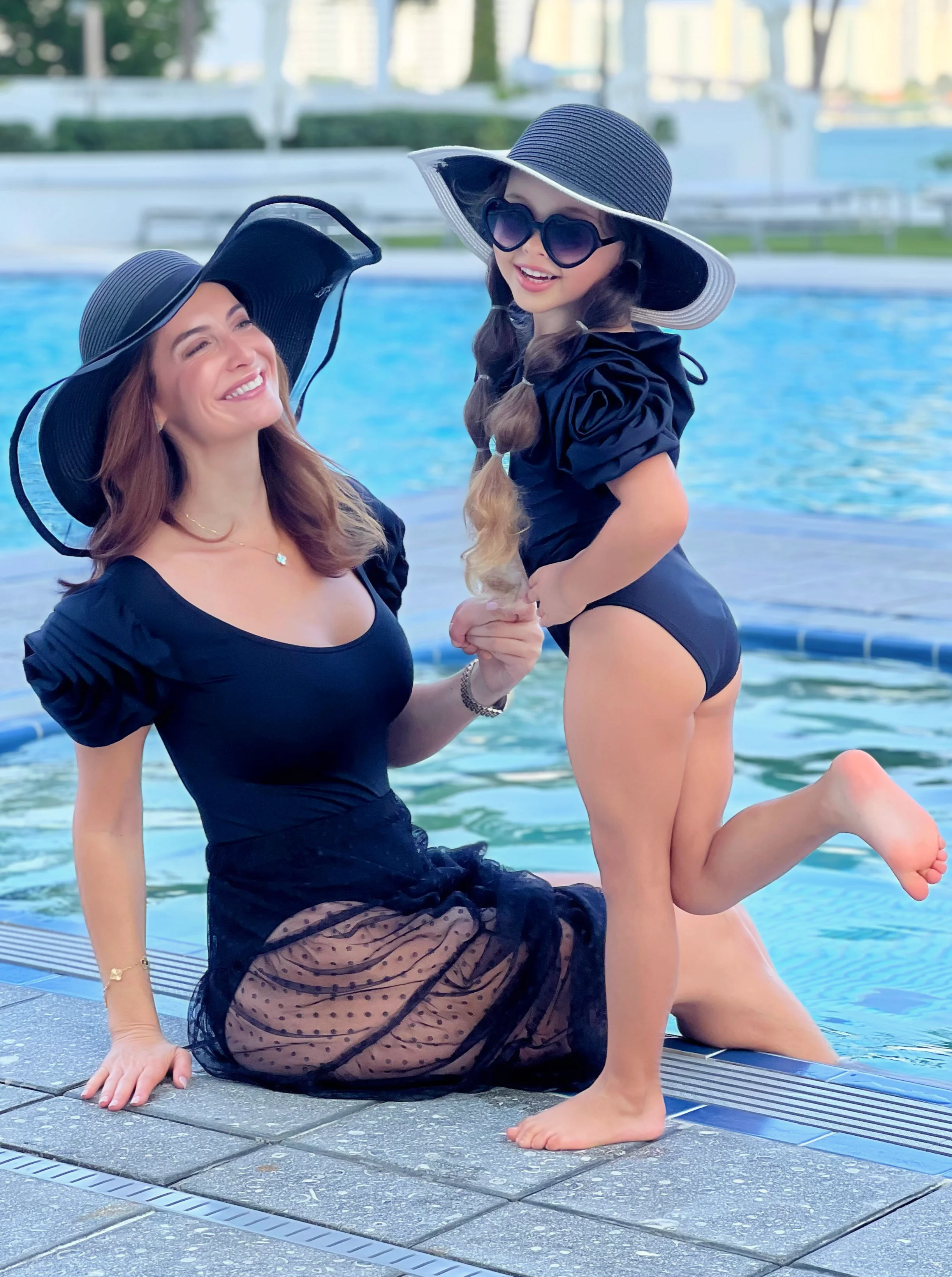Mommy And Me Blooming Rose Sleeve One Piece Swimsuit - Image 3