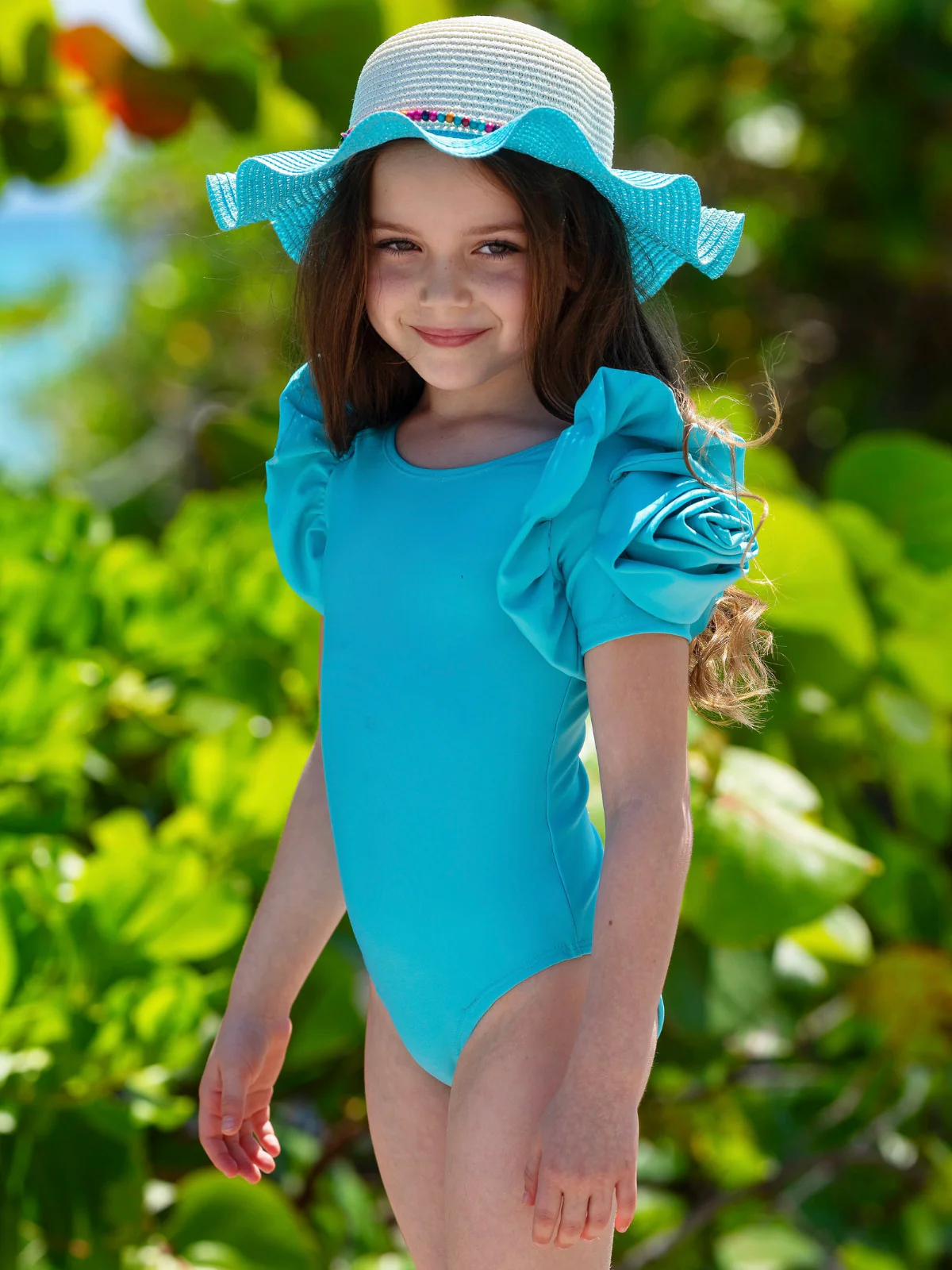 Blooming Rose Teal One Piece Swimsuit - Image 5
