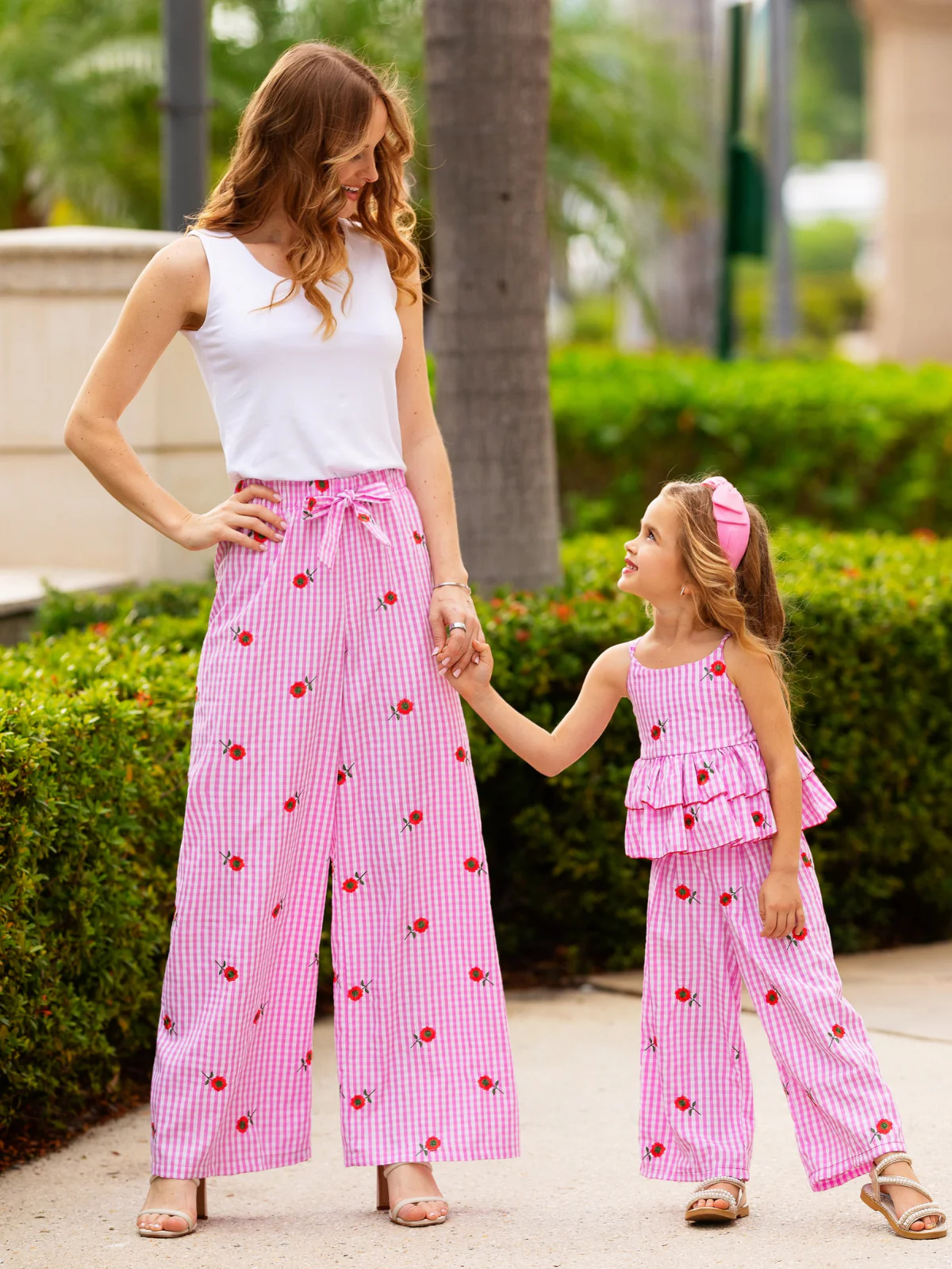 Mommy and Me Sweet Bloom Gingham Embroidered Set - Image 2