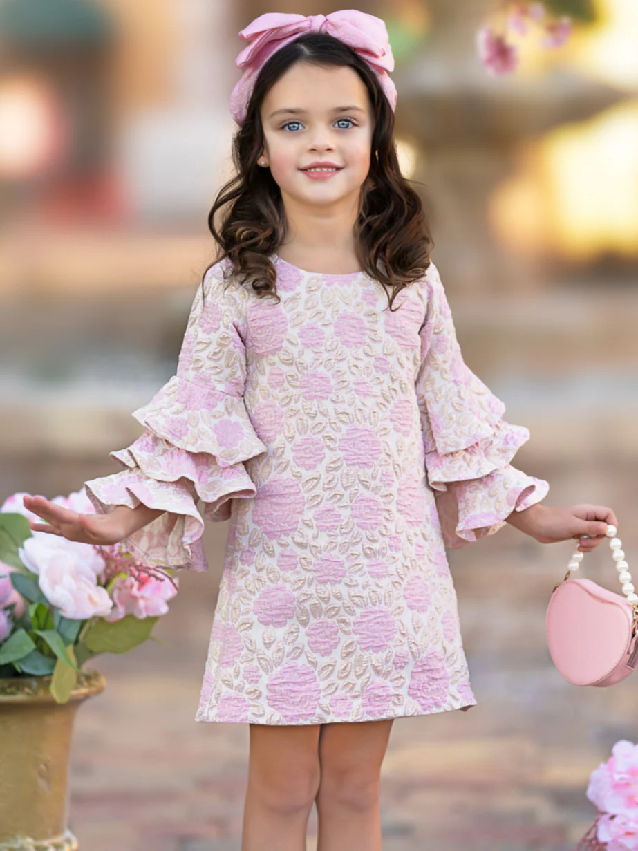 Blossoming Pink Ruffle Sleeve Dress - Image 2