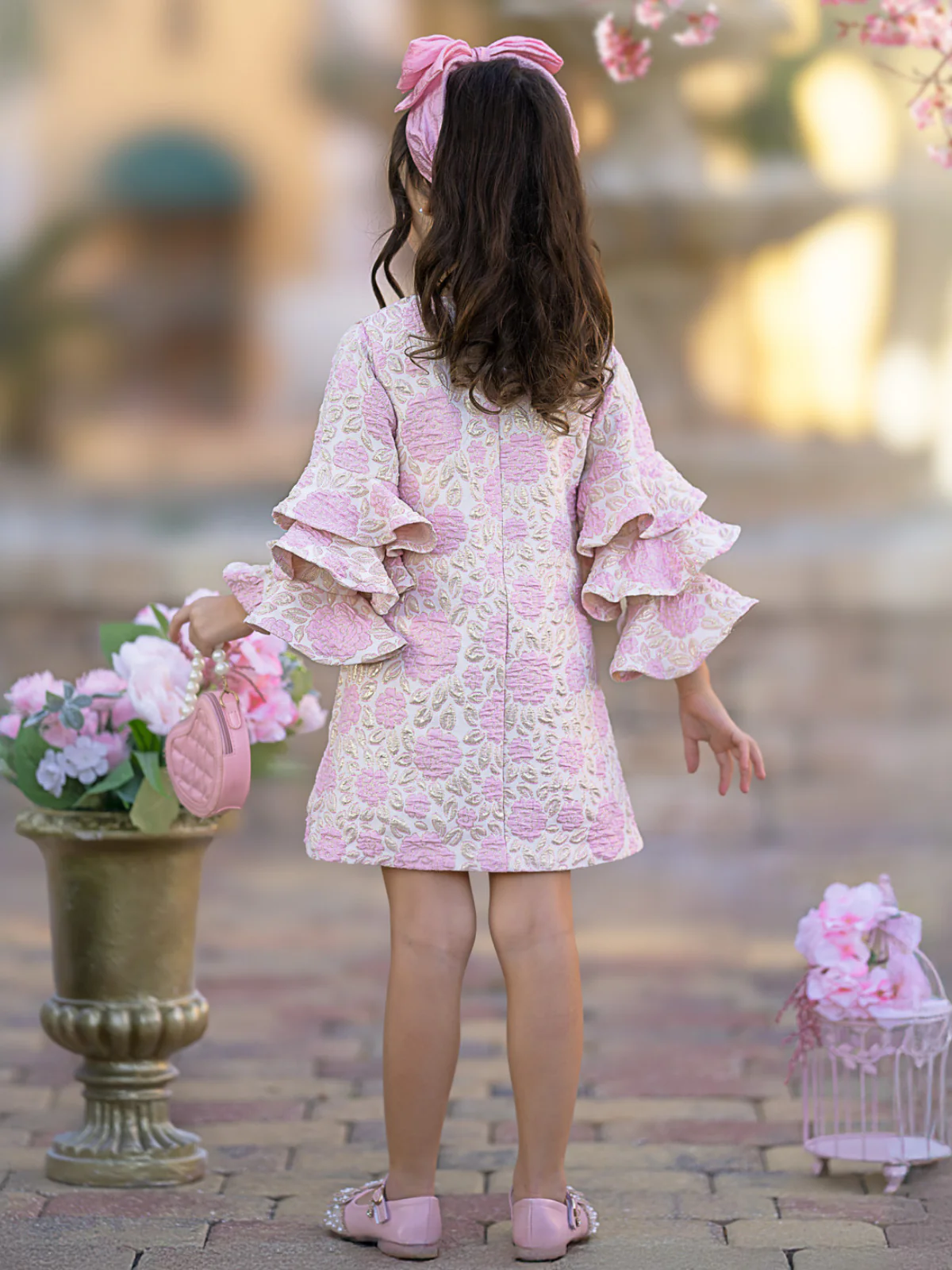 Blossoming Pink Ruffle Sleeve Dress - Image 4