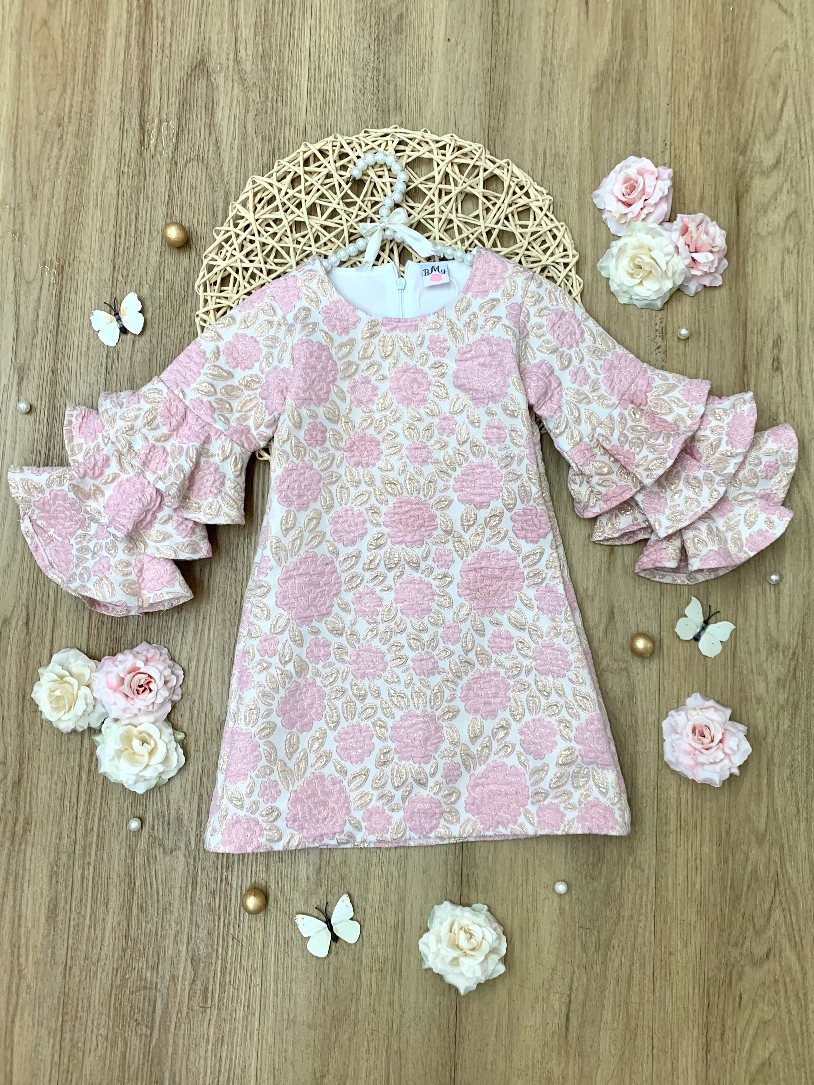 Blossoming Pink Ruffle Sleeve Dress - Image 5