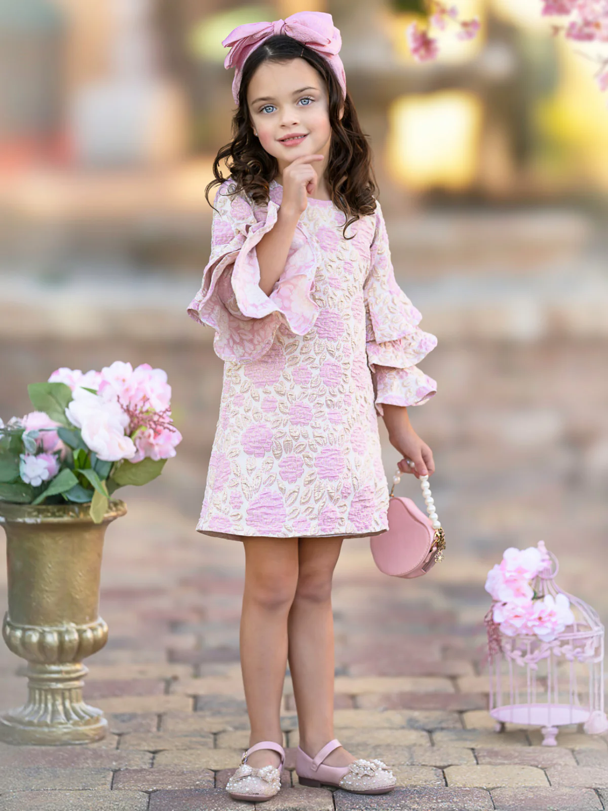 Blossoming Pink Ruffle Sleeve Dress - Image 6