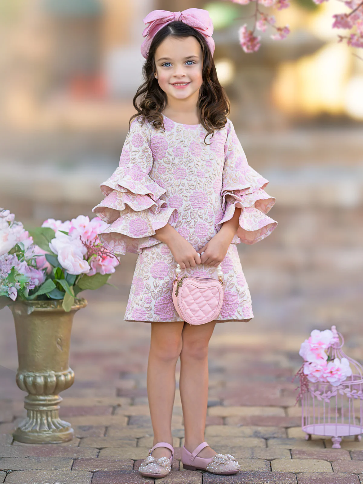 Blossoming Pink Ruffle Sleeve Dress - Image 7
