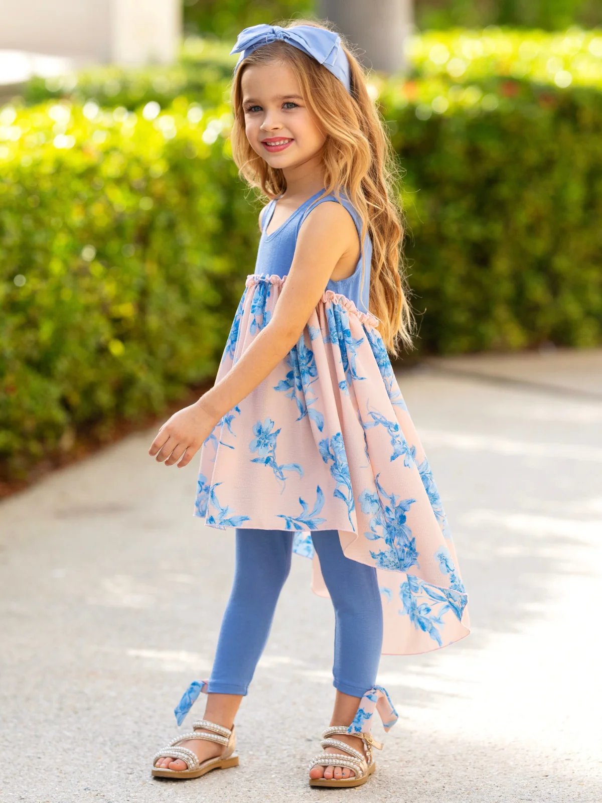 Blue Blossom High-Low Tunic and Legging Set - Image 5