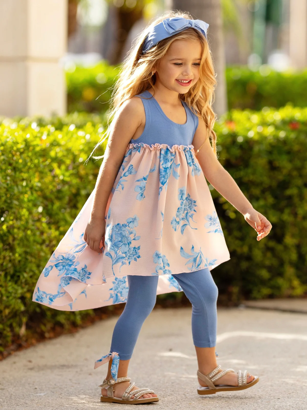 Blue Blossom High-Low Tunic and Legging Set - Image 6