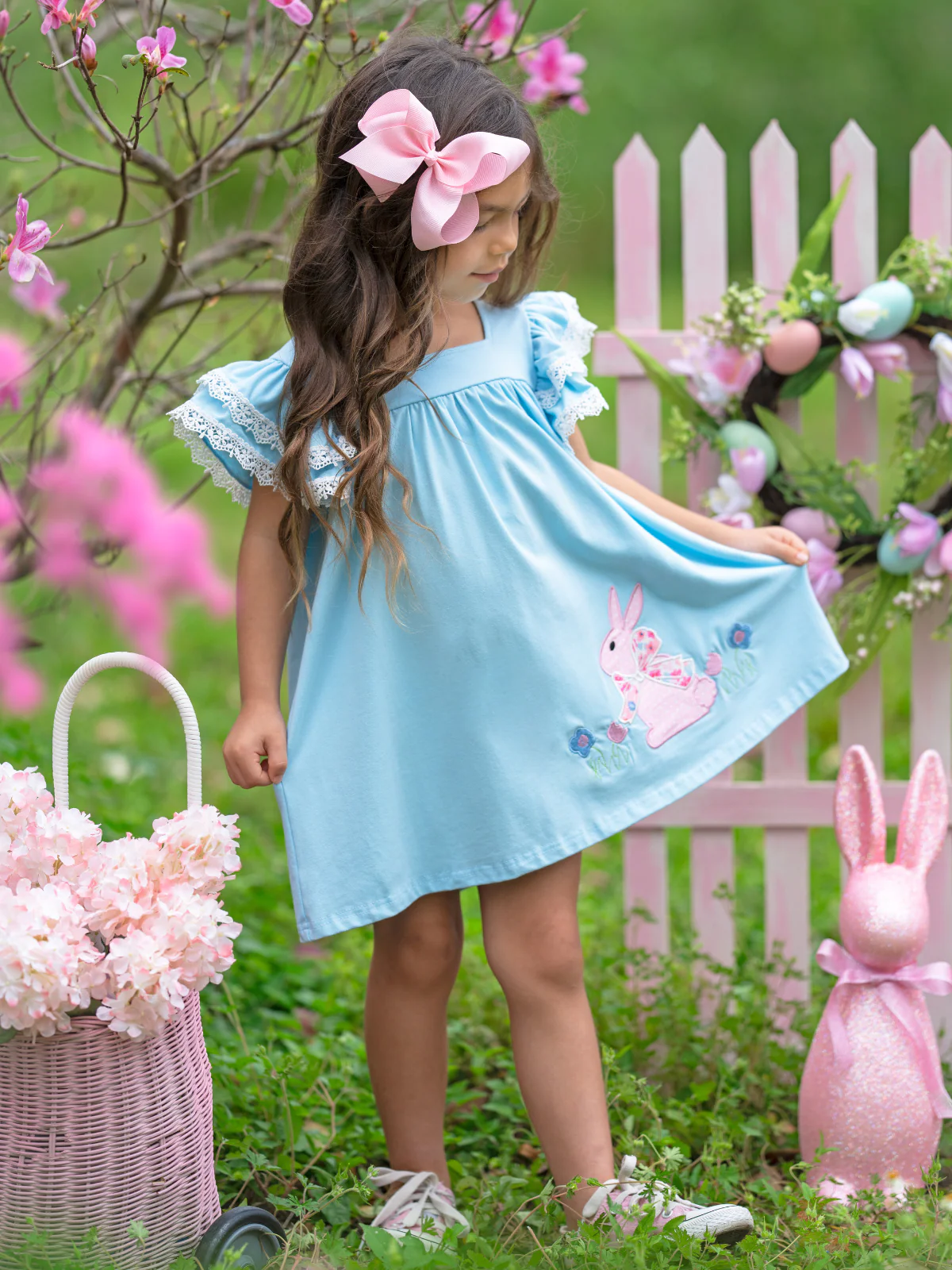 Blue Bunny Bliss Flutter Sleeve Dress - Image 2