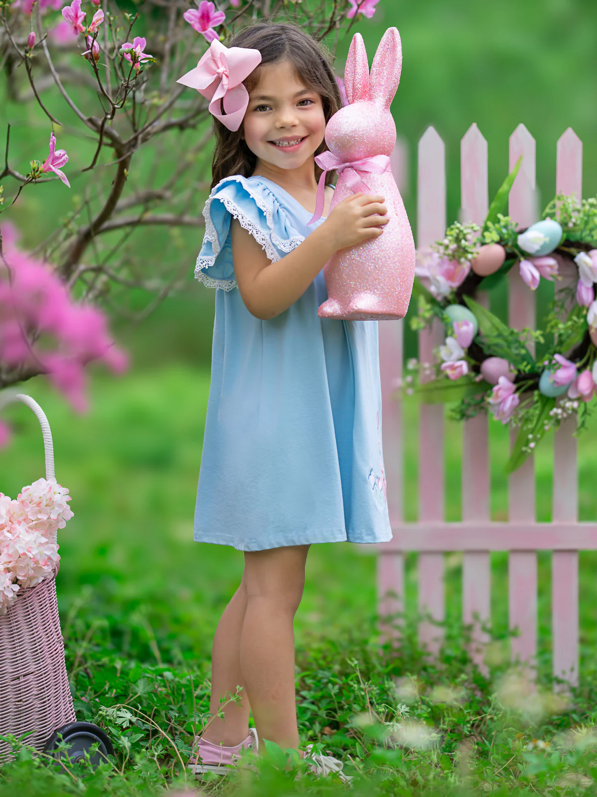 Blue Bunny Bliss Flutter Sleeve Dress - Image 6