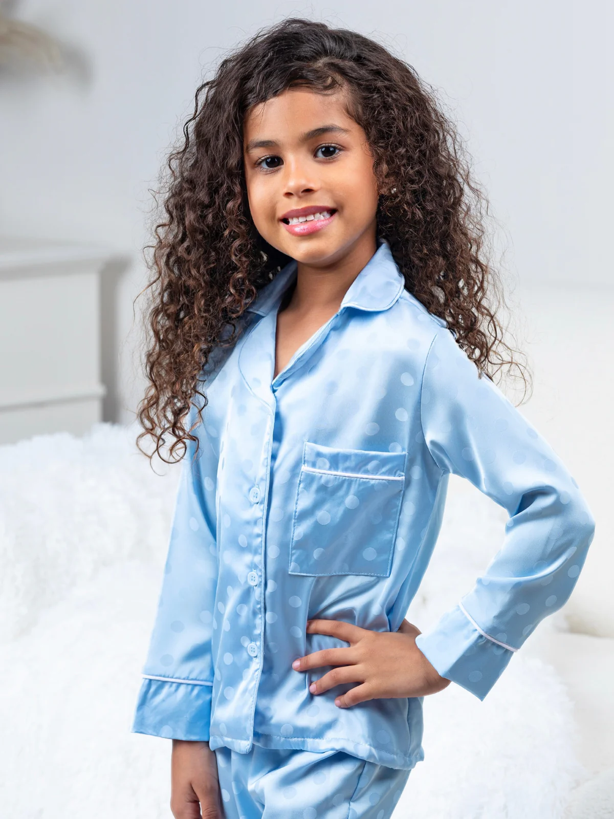 Blue Dream Dot Satin Pajama Set - Image 5