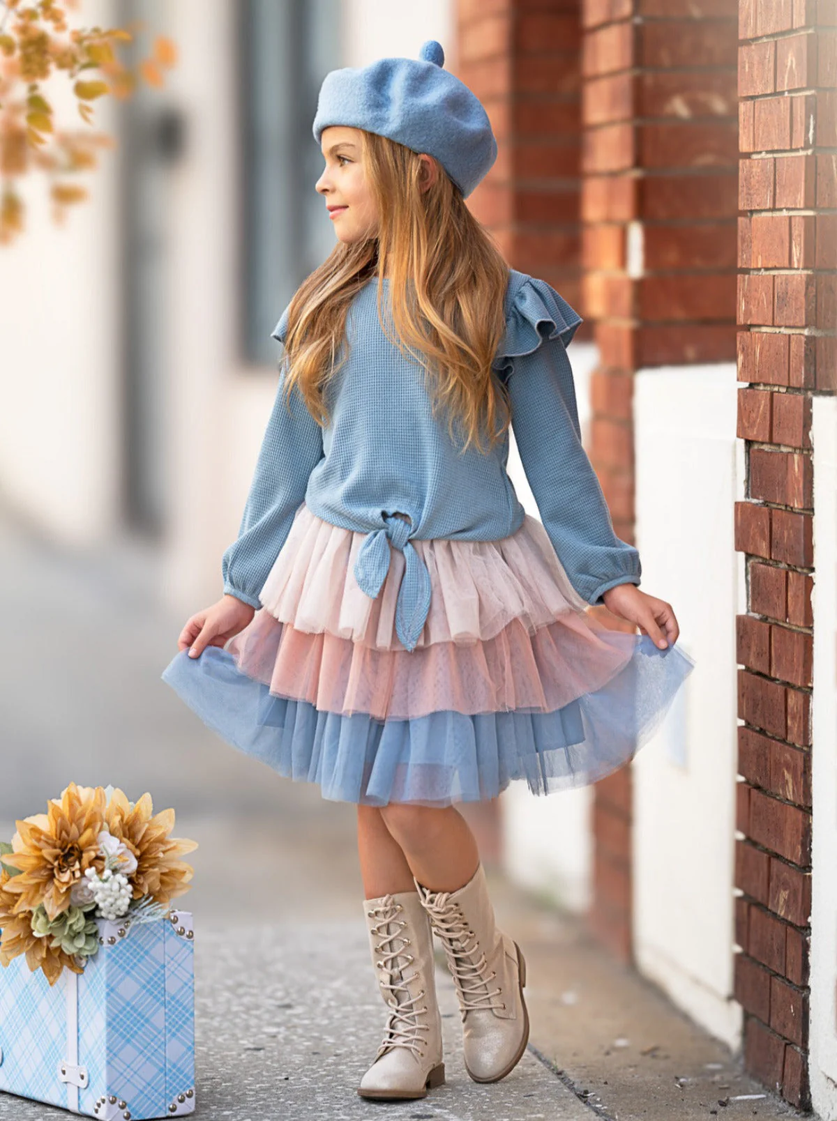 Blue Ruffle Top and Layered Tutu Skirt Set - Image 6