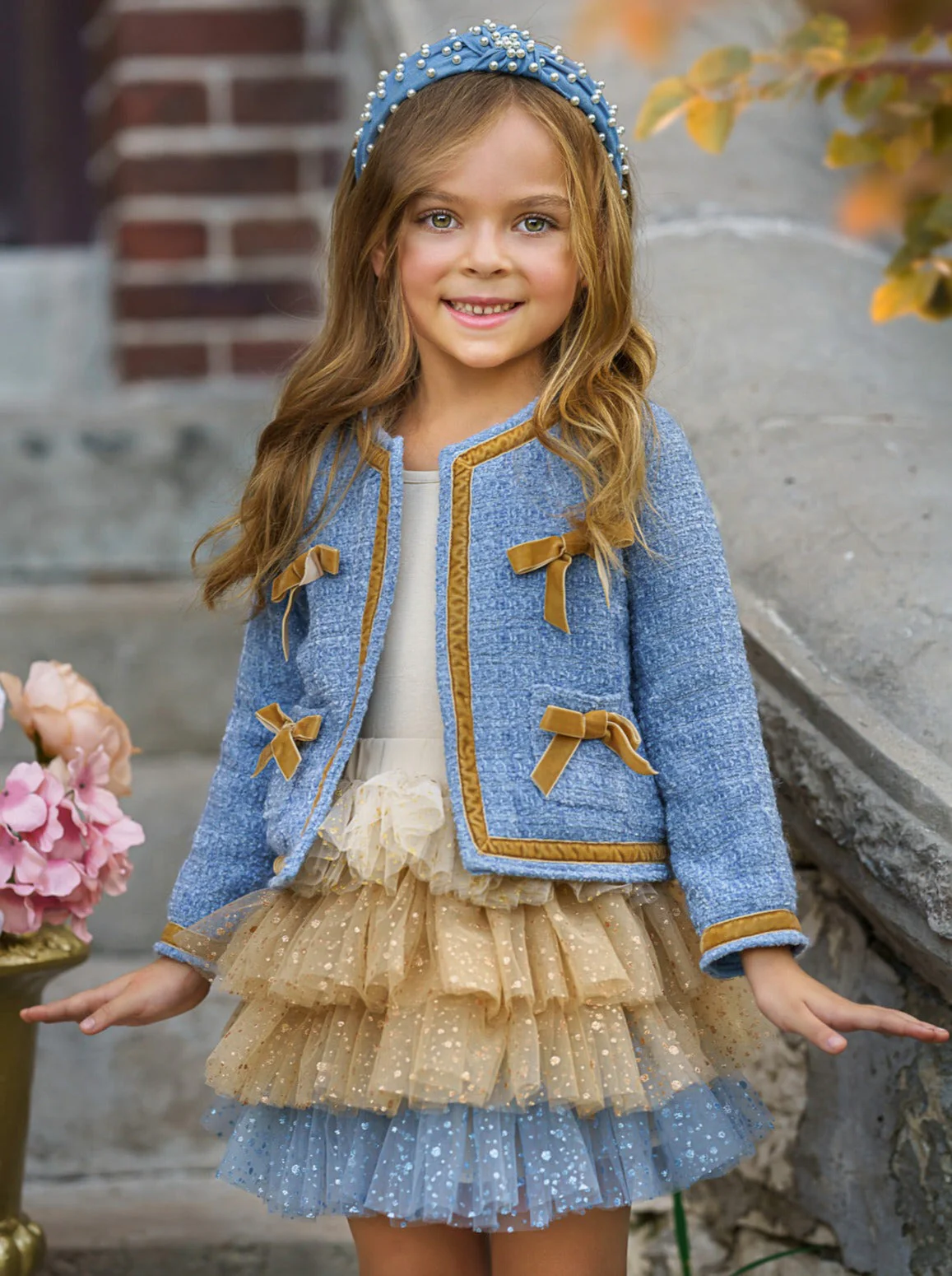 Hello Darling Blue Tweed Jacket And Tulle Skirt - Image 2
