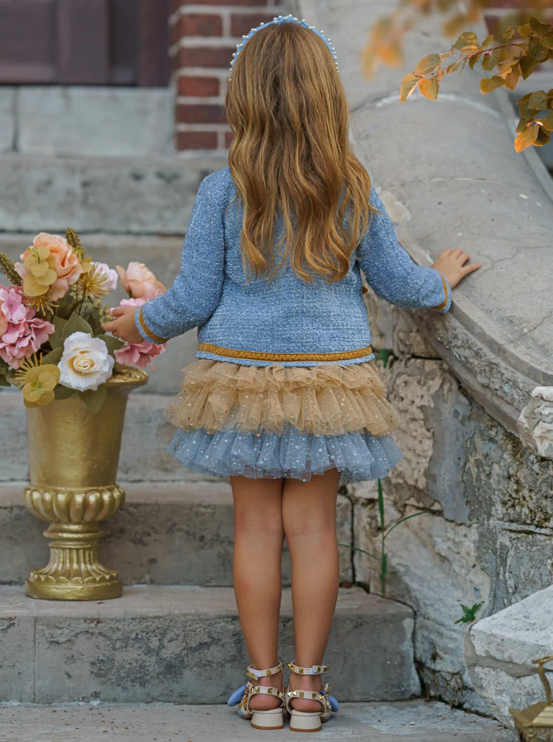 Hello Darling Blue Tweed Jacket And Tulle Skirt - Image 4