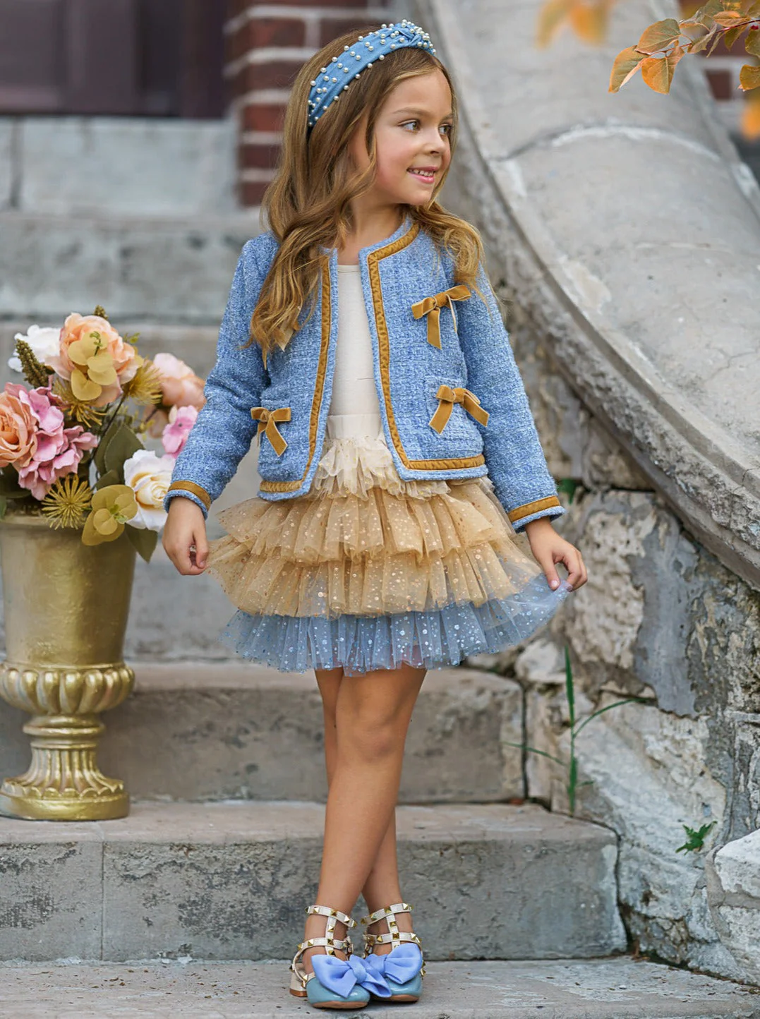 Hello Darling Blue Tweed Jacket And Tulle Skirt - Image 5