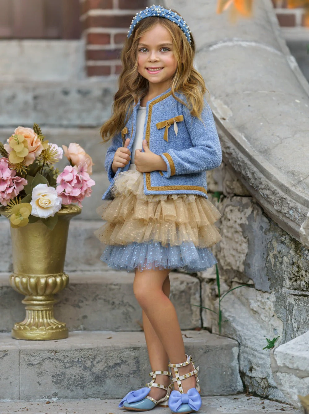 Hello Darling Blue Tweed Jacket And Tulle Skirt - Image 6