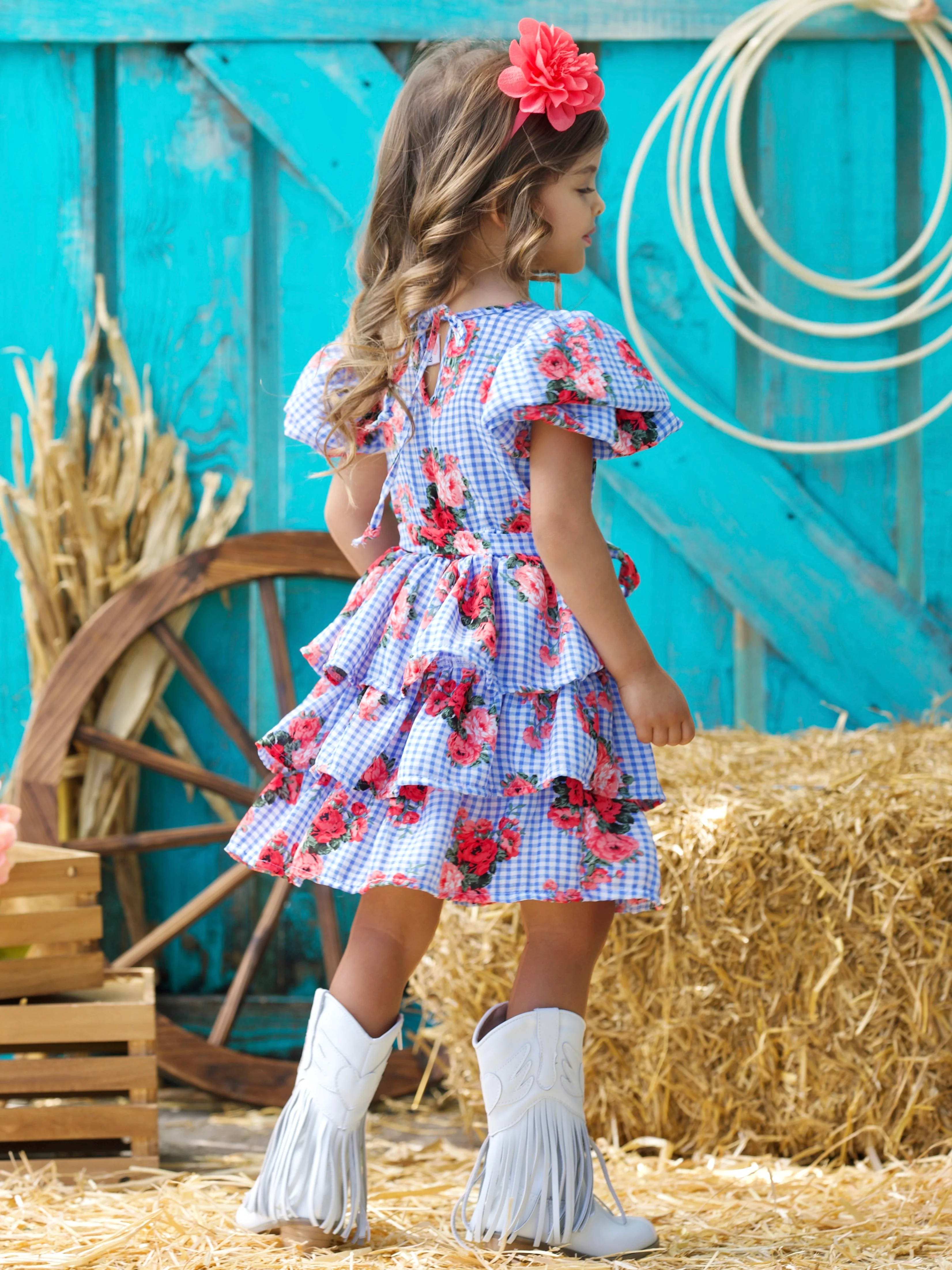 Bluebell Gingham Floral Casual Dress - Image 2