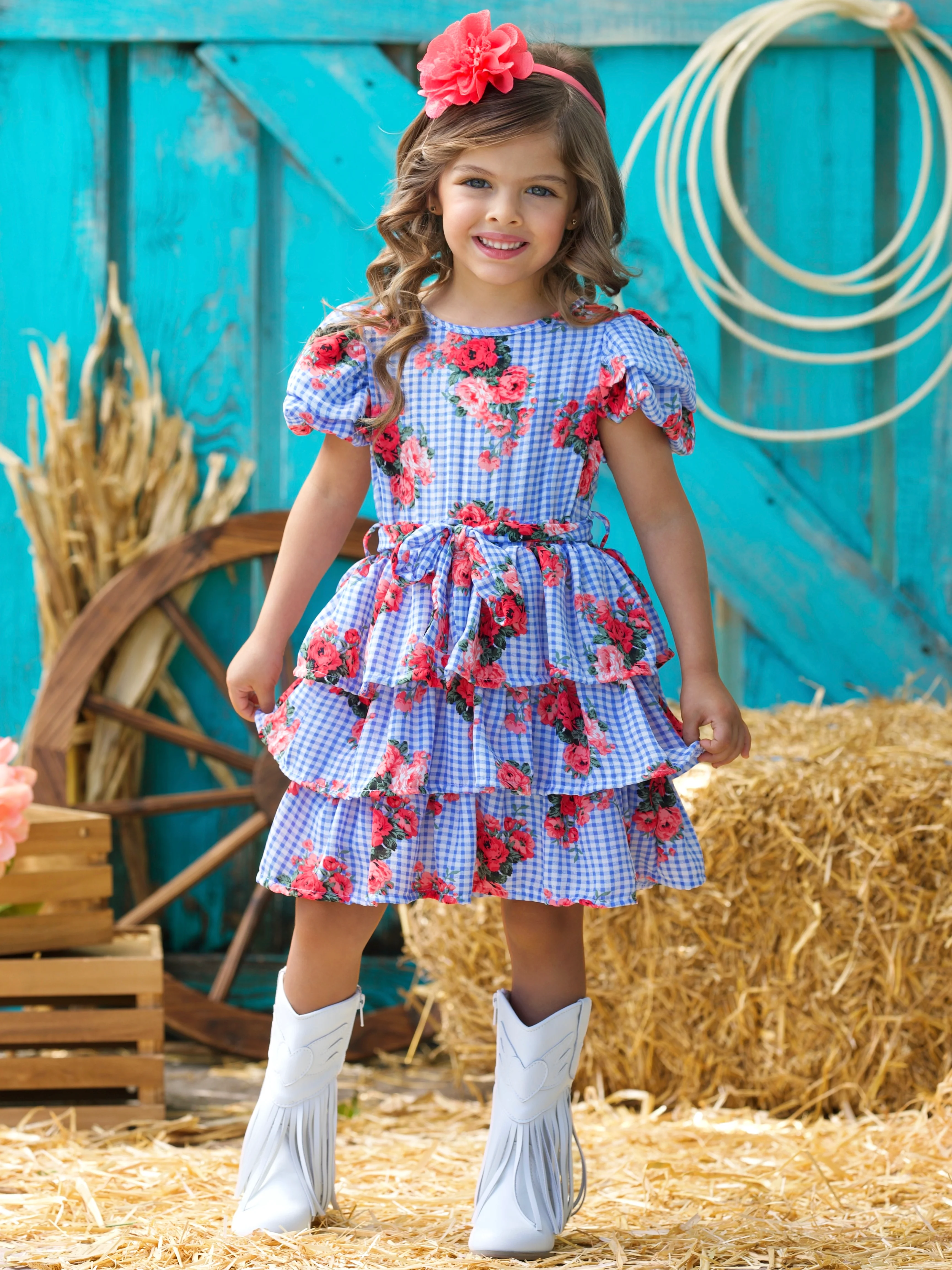 Bluebell Gingham Floral Casual Dress - Image 3