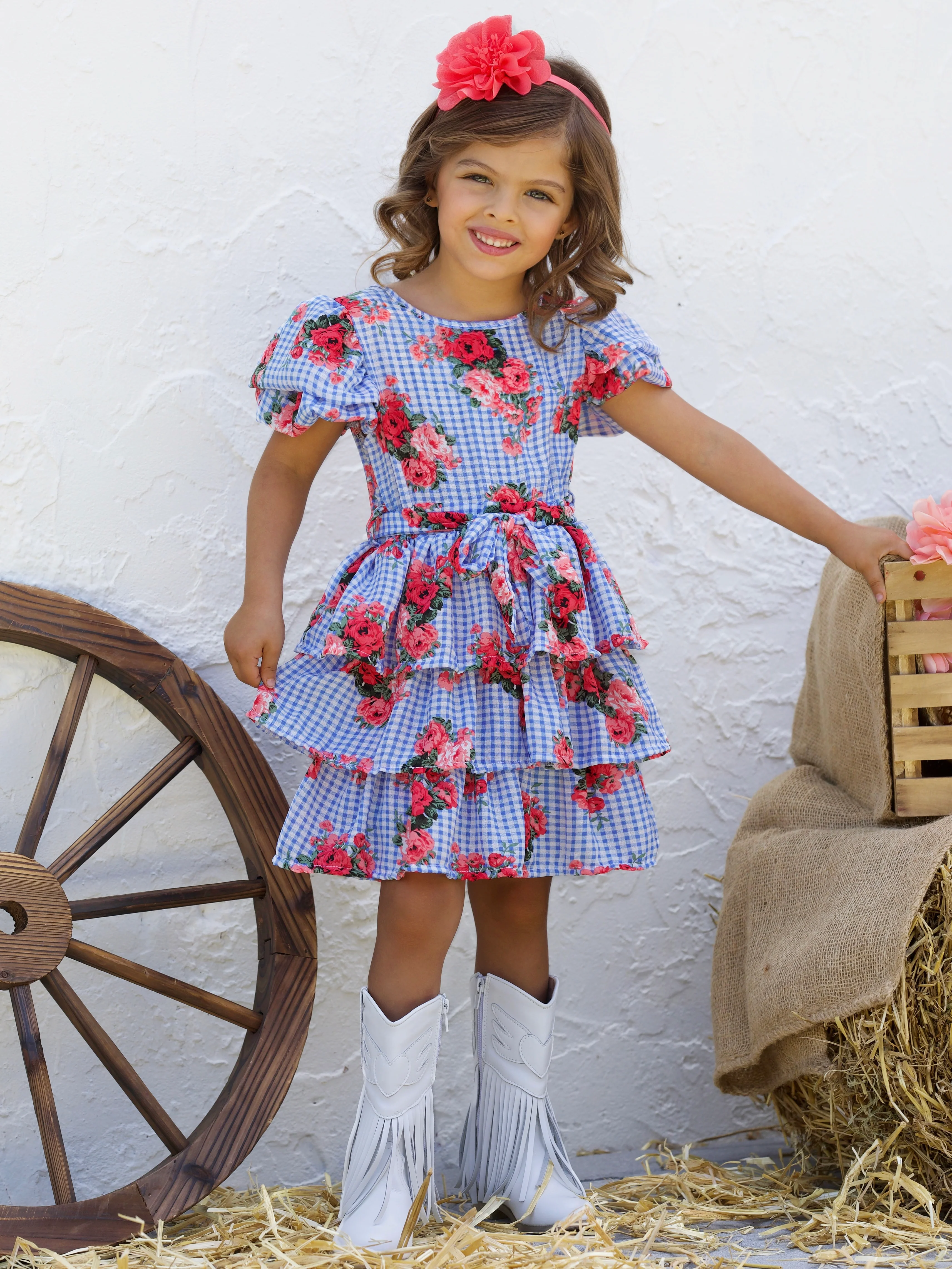 Bluebell Gingham Floral Casual Dress - Image 4