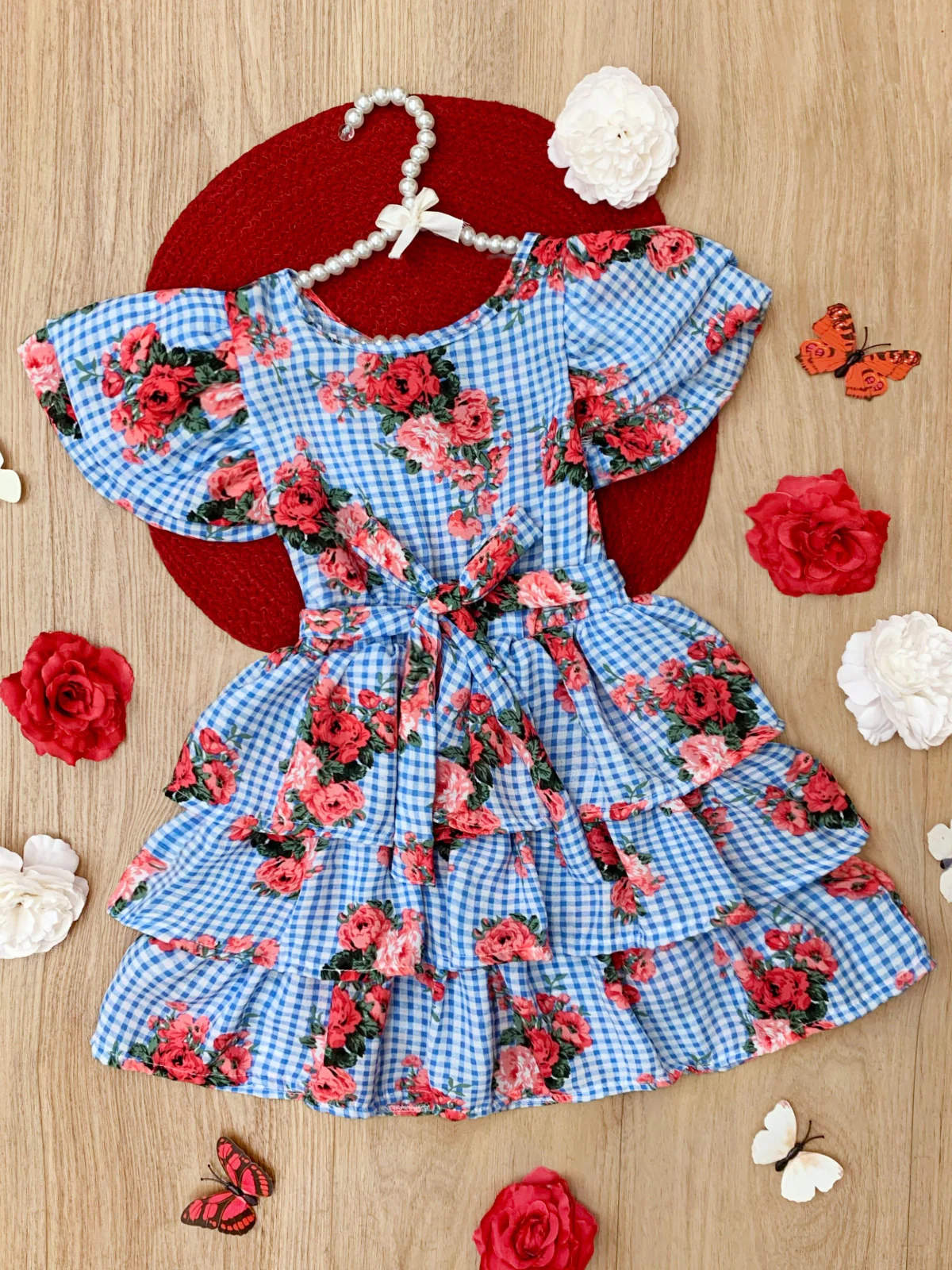 Bluebell Gingham Floral Casual Dress - Image 5