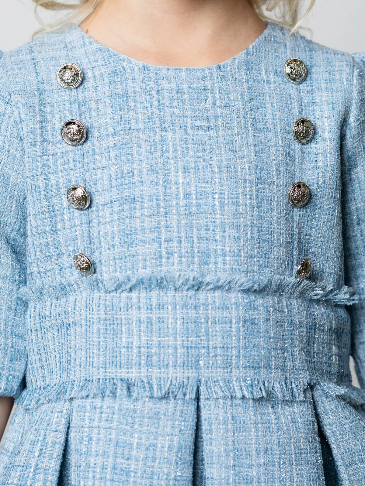 Bluebell Pearl Button Tweed Party Dress - Image 5