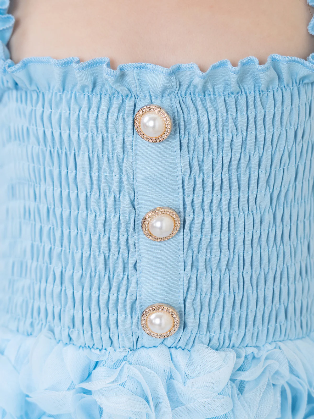 Bluebell Bloom Pearl Button Rosette Tulle Dress - Image 2