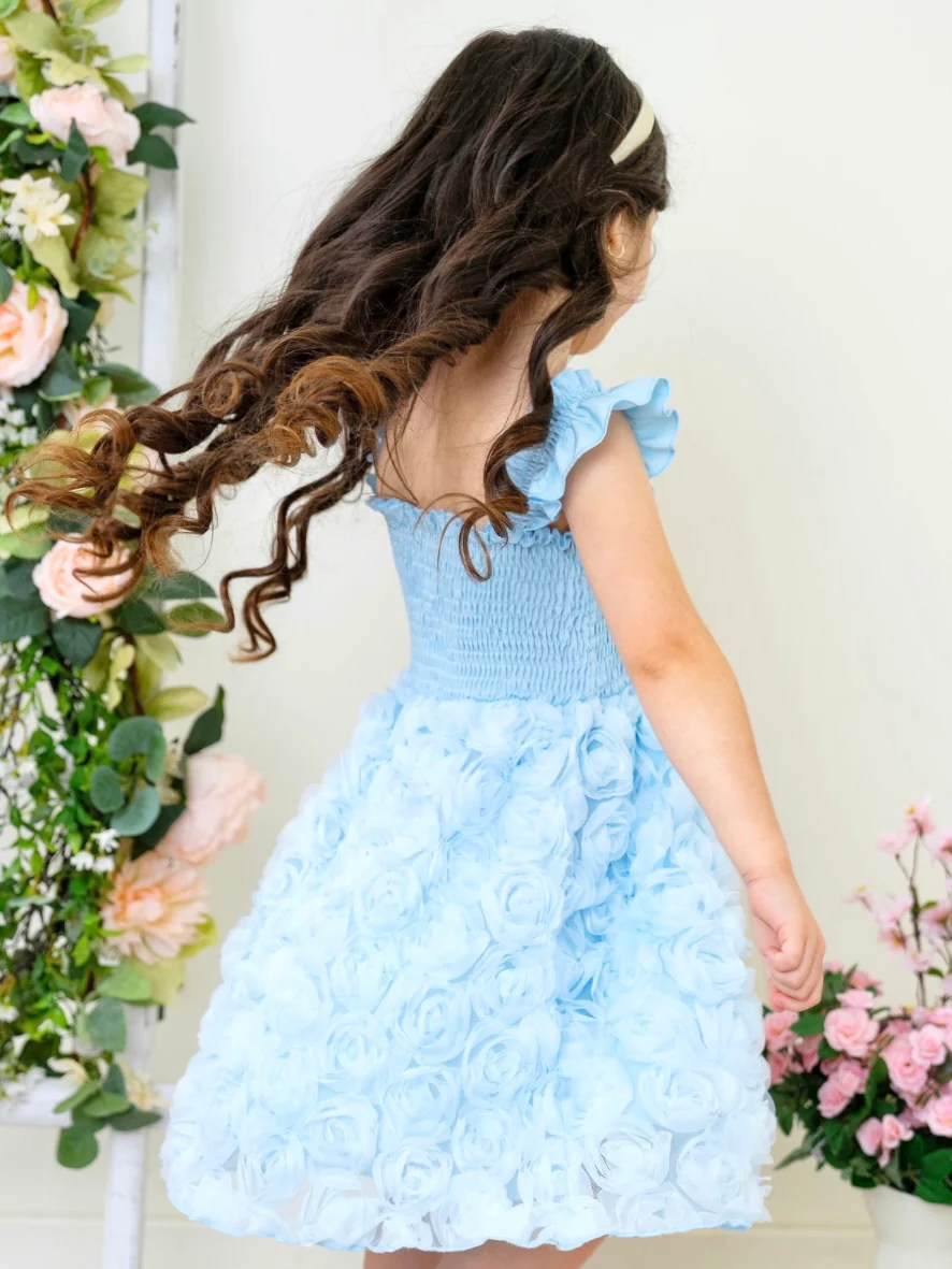 Bluebell Bloom Pearl Button Rosette Tulle Dress - Image 3