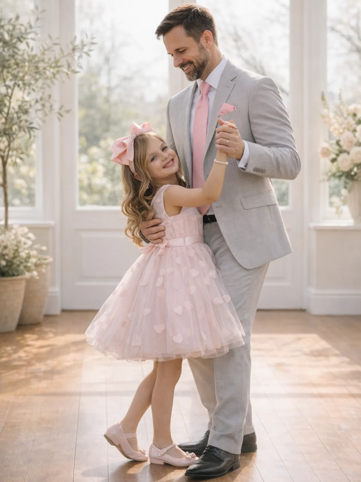 Daddy Daughter Dance Mens Blush Tie & Handkerchief Set - Image 2