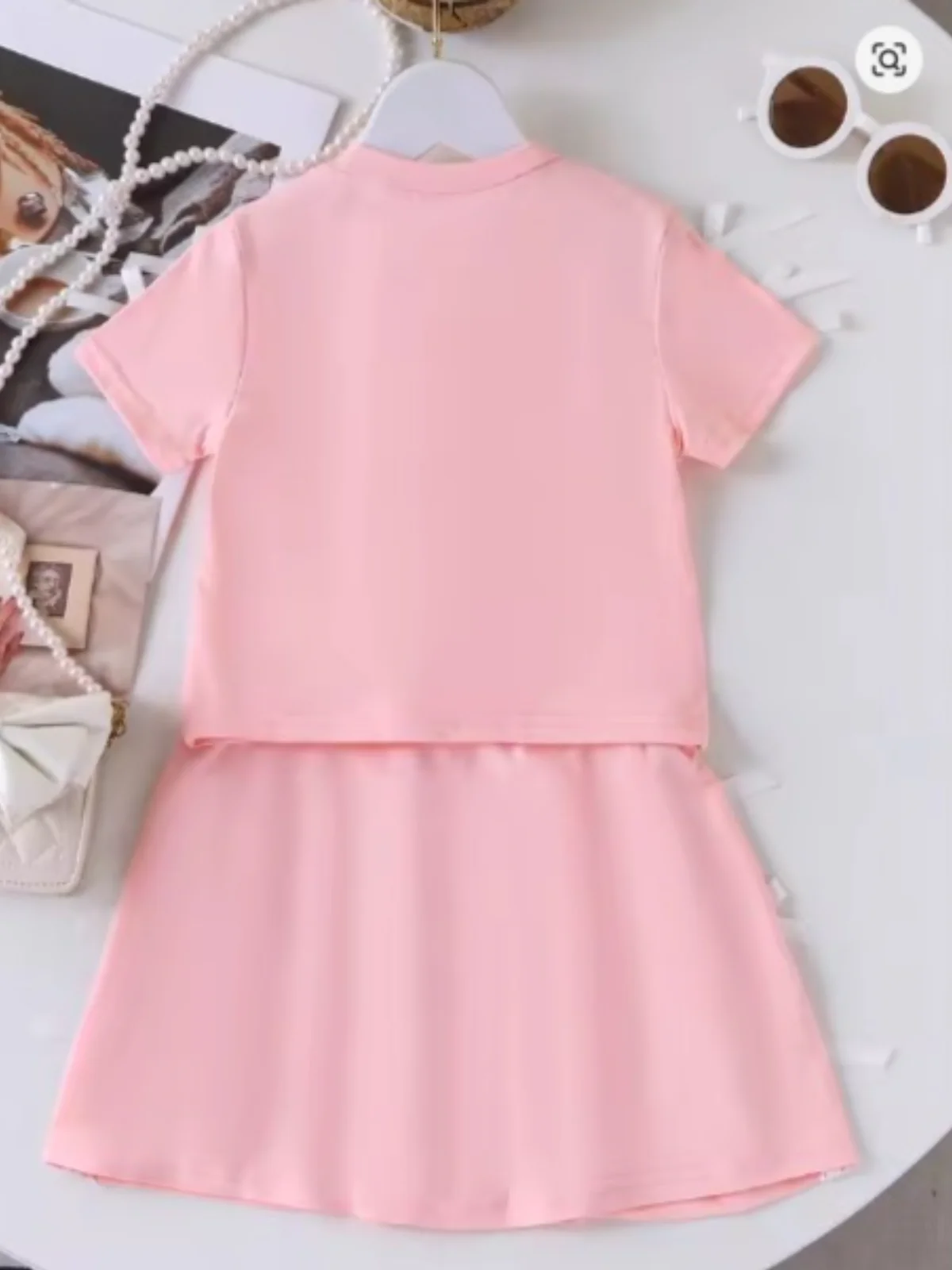 Blush Darling Pink Lace Bow Top and Tennis Skirt Set - Image 3