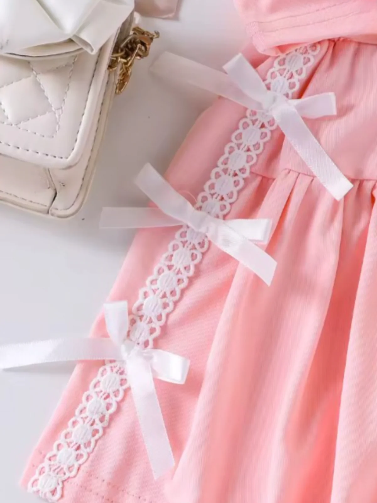 Blush Darling Pink Lace Bow Top and Tennis Skirt Set - Image 4