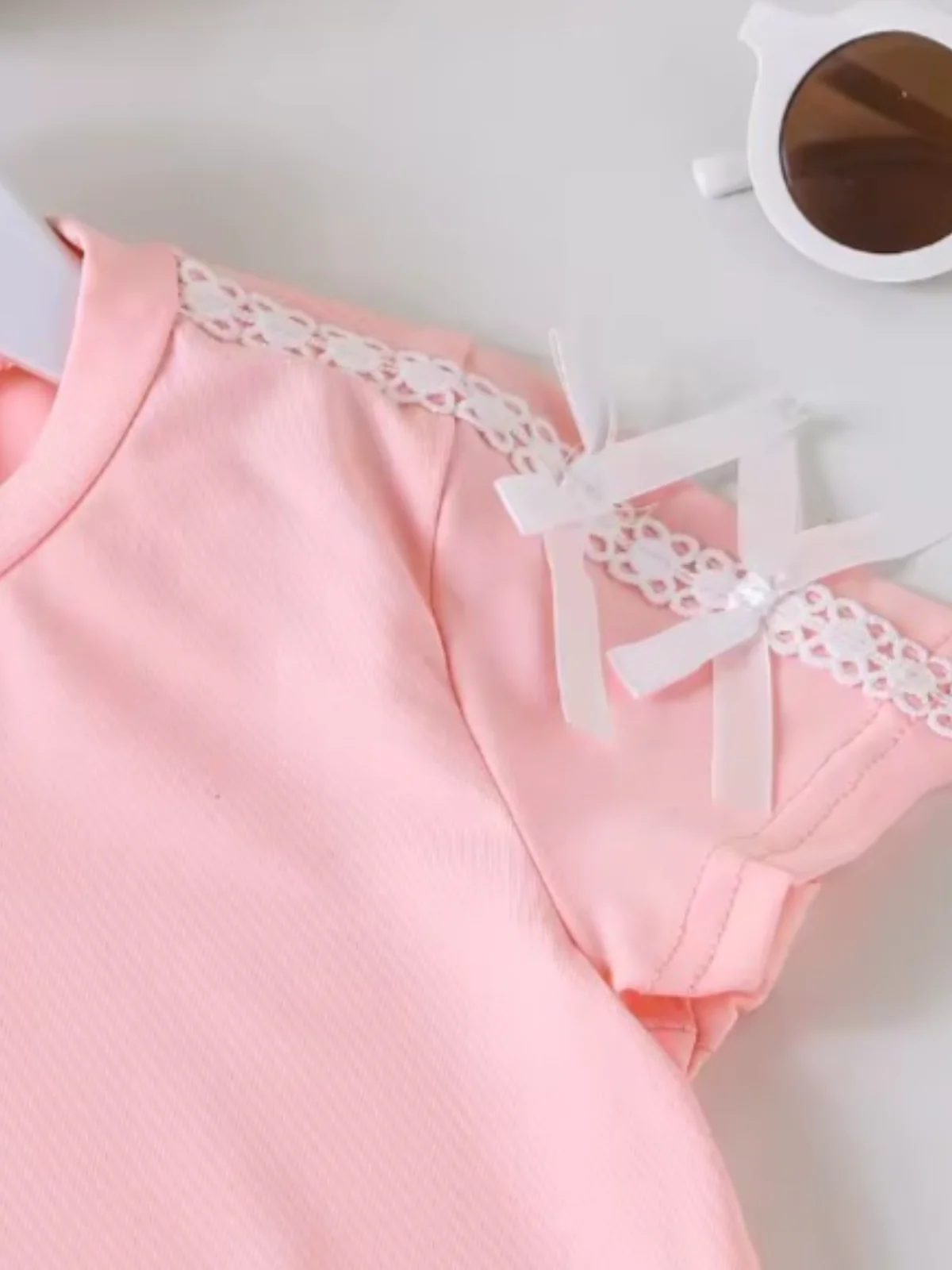 Blush Darling Pink Lace Bow Top and Tennis Skirt Set - Image 6