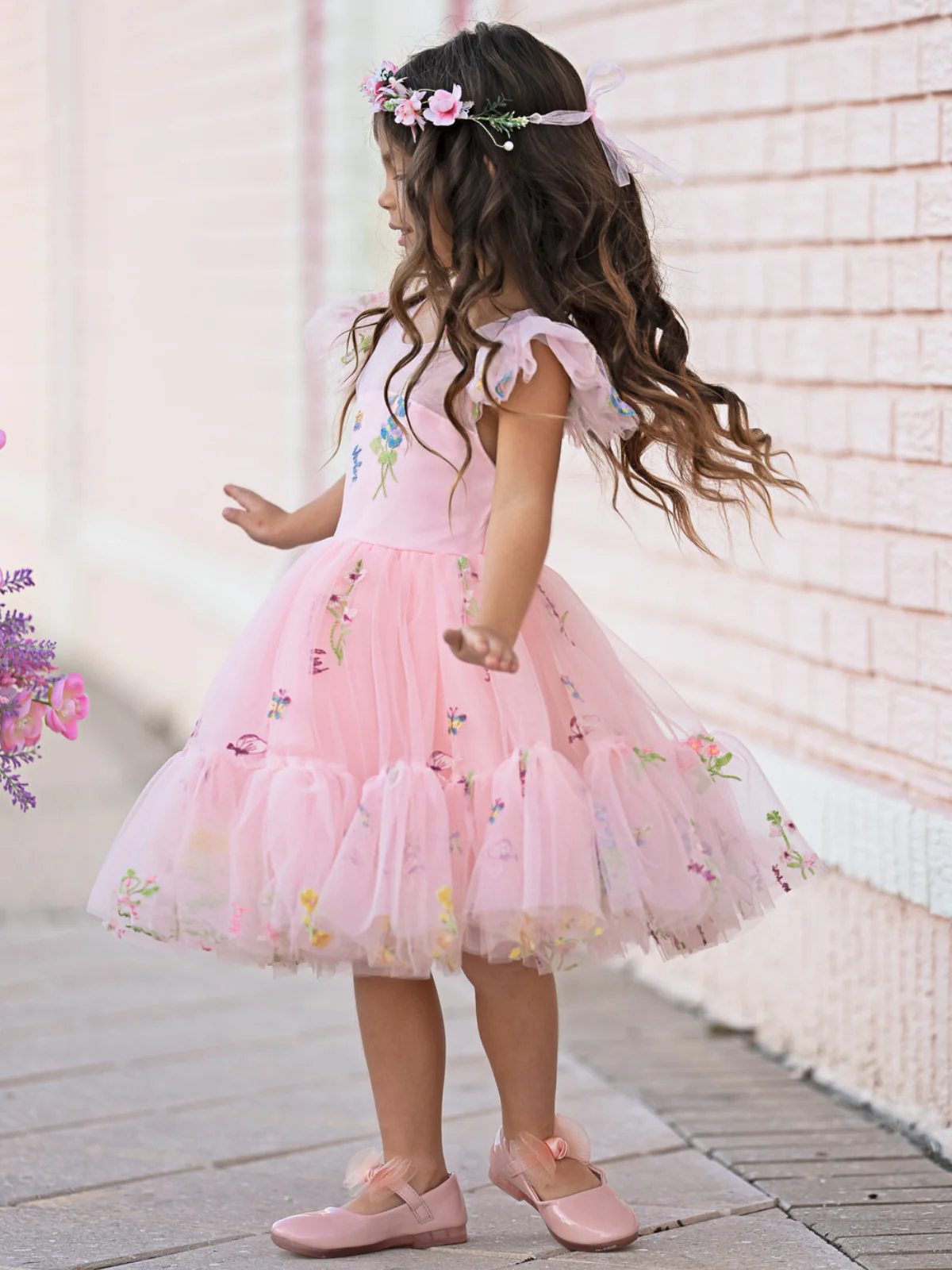 Blush Fairy Garden Embroidered Floral Tutu Dress - Image 4